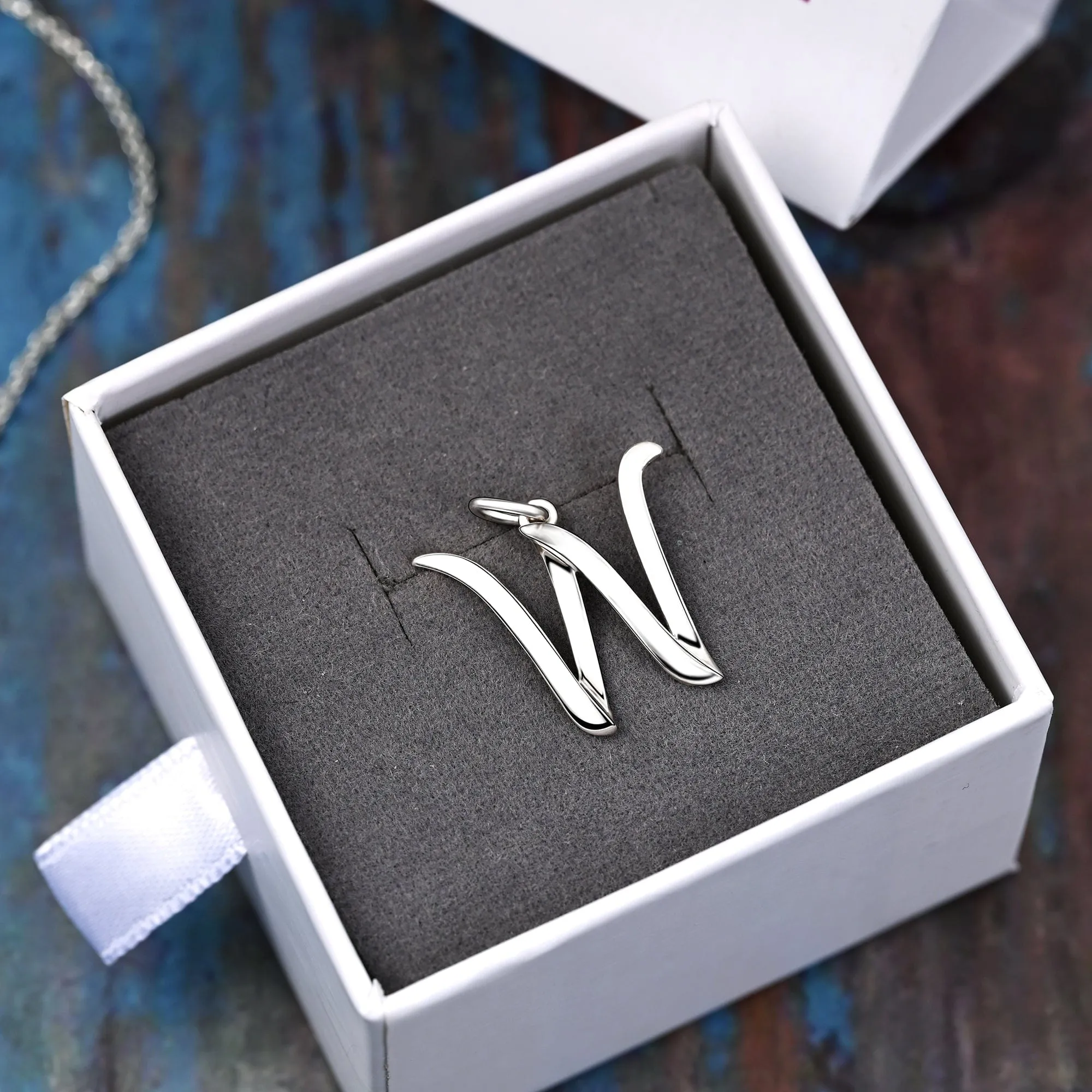 Cursive Initial Pendant Sterling Silver, 26 Alphabets