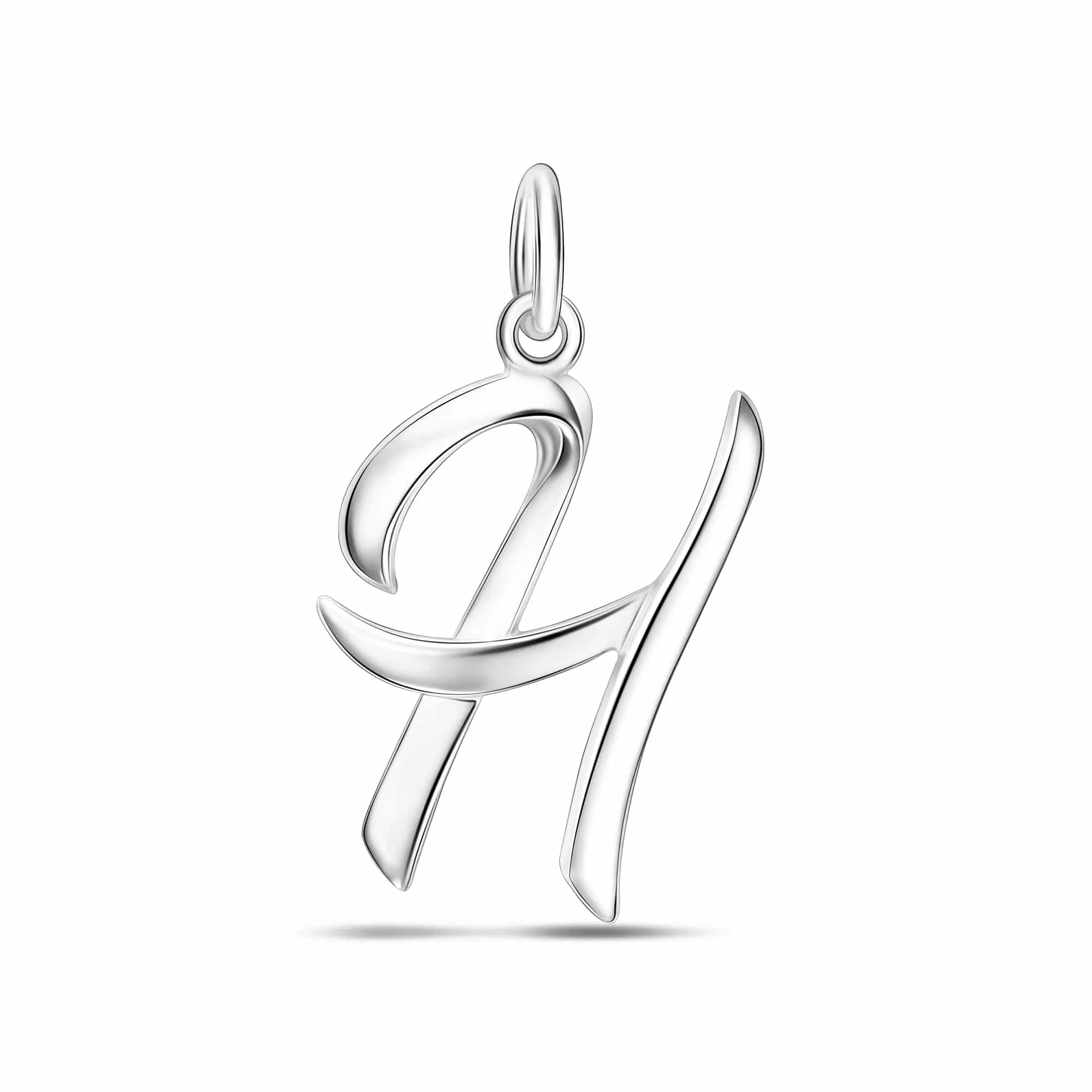 Cursive Initial Pendant Sterling Silver, 26 Alphabets