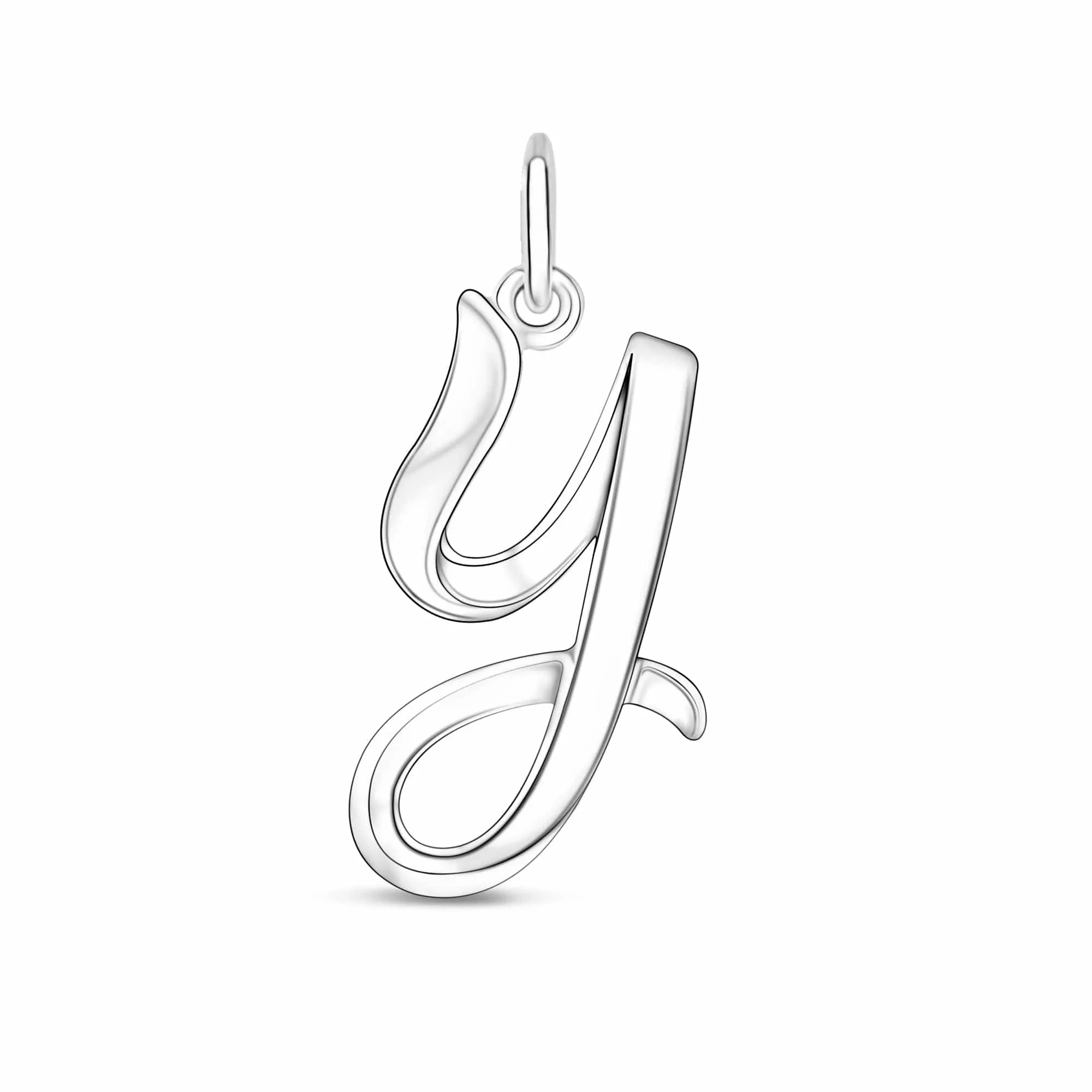 Cursive Initial Pendant Sterling Silver, 26 Alphabets