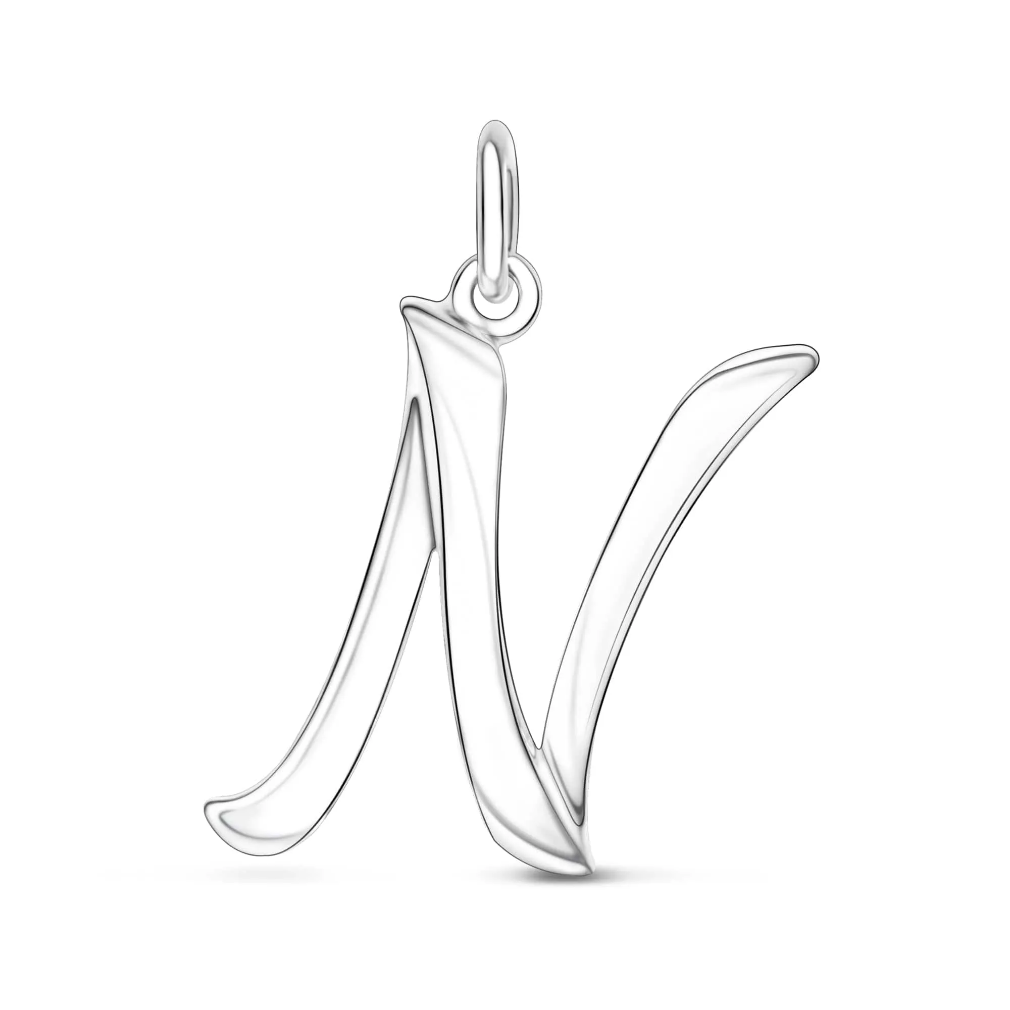 Cursive Initial Pendant Sterling Silver, 26 Alphabets