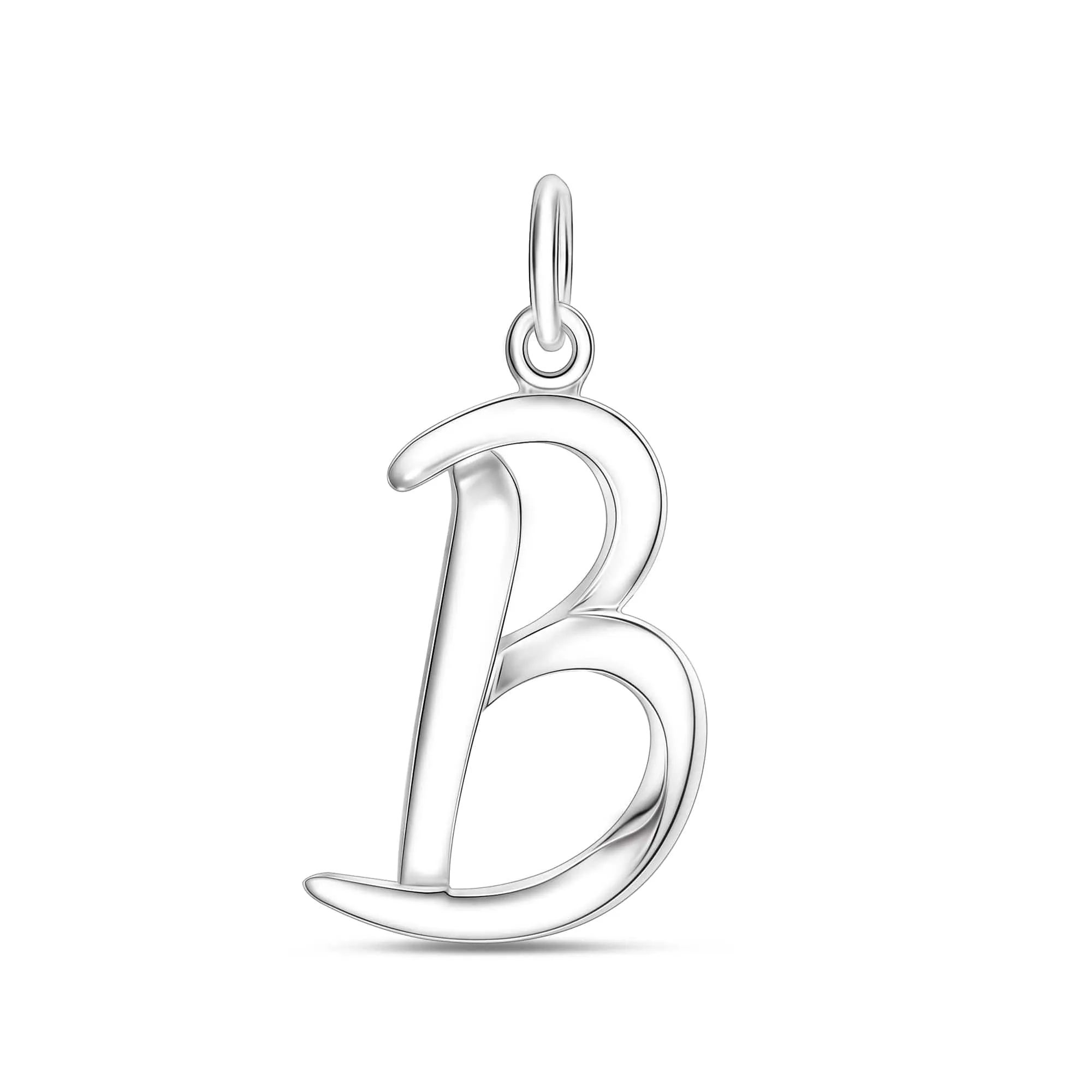 Cursive Initial Pendant Sterling Silver, 26 Alphabets