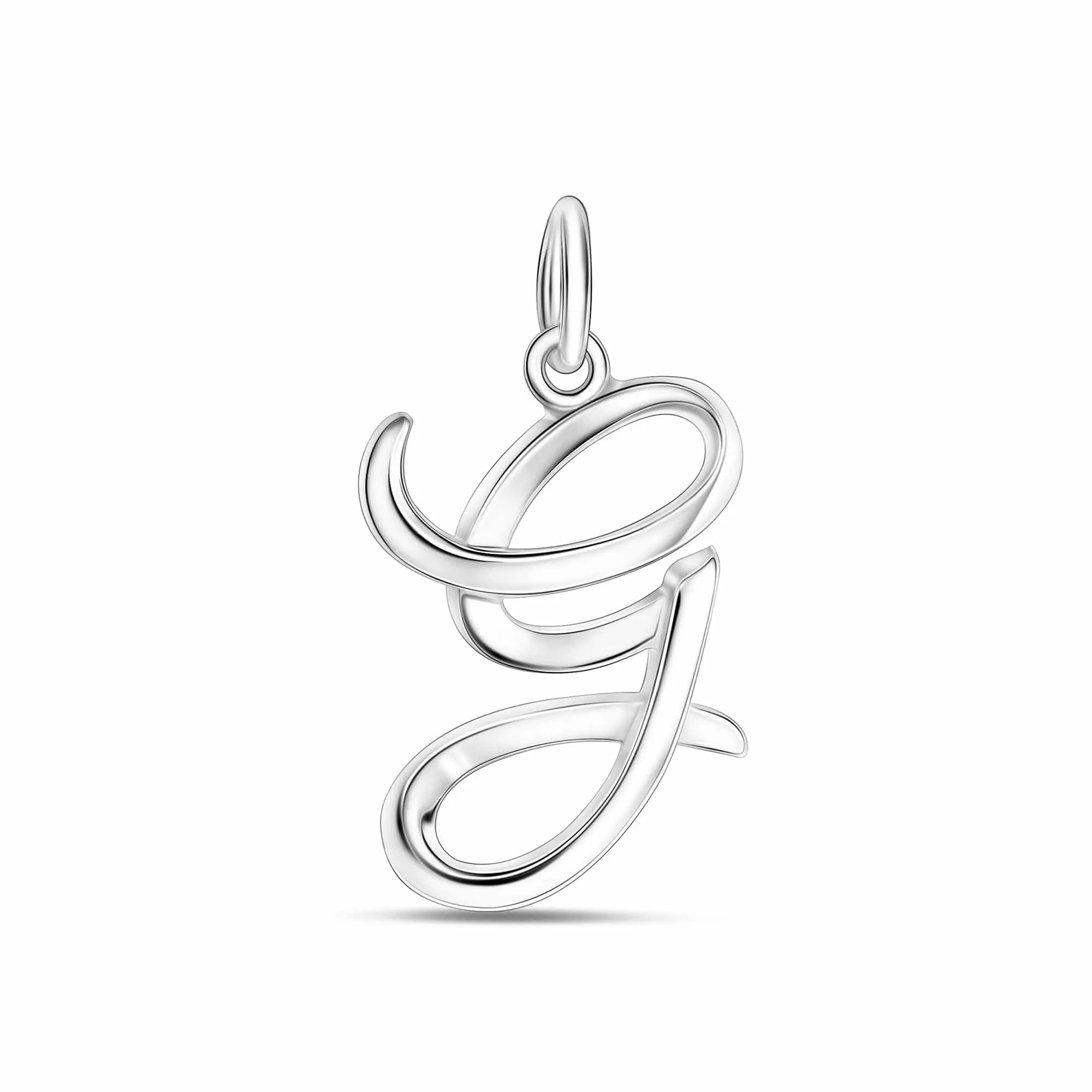 Cursive Initial Pendant Sterling Silver, 26 Alphabets