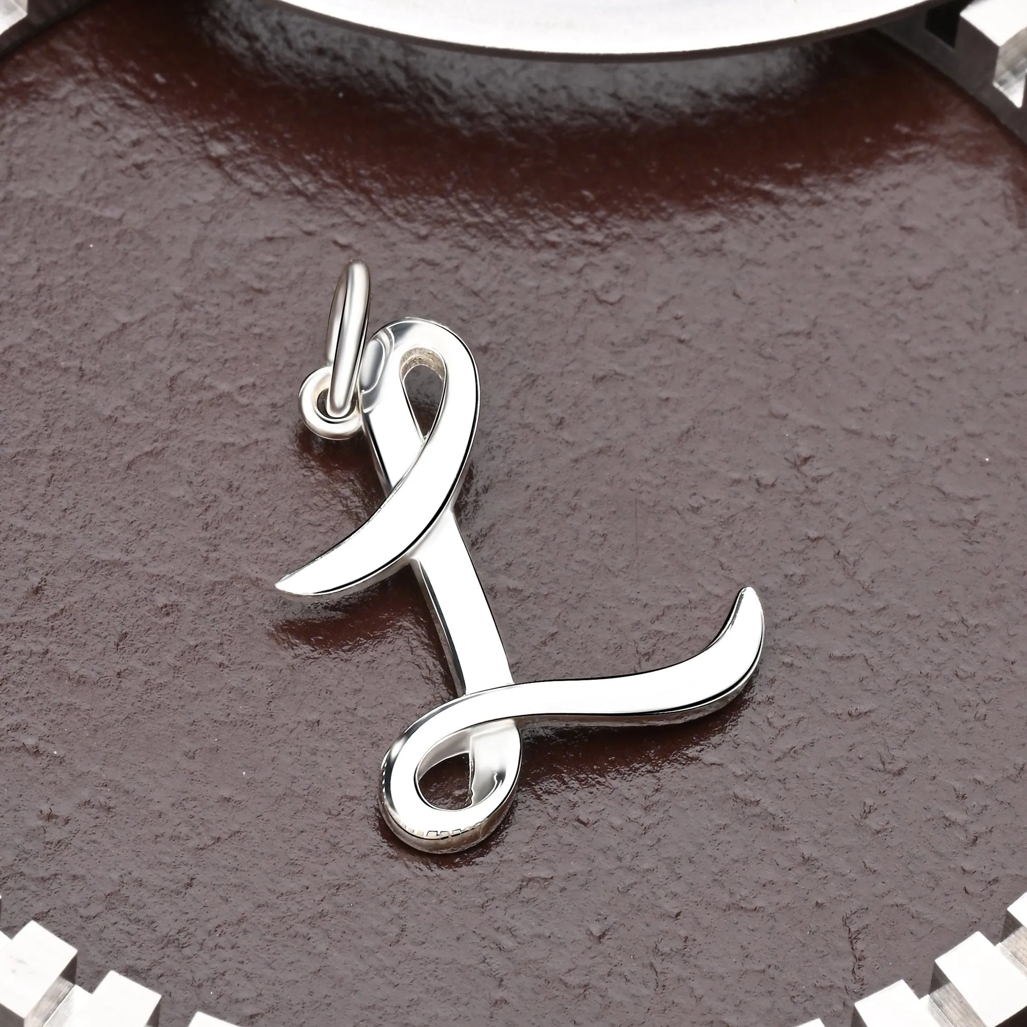 Cursive Initial Pendant Sterling Silver, 26 Alphabets