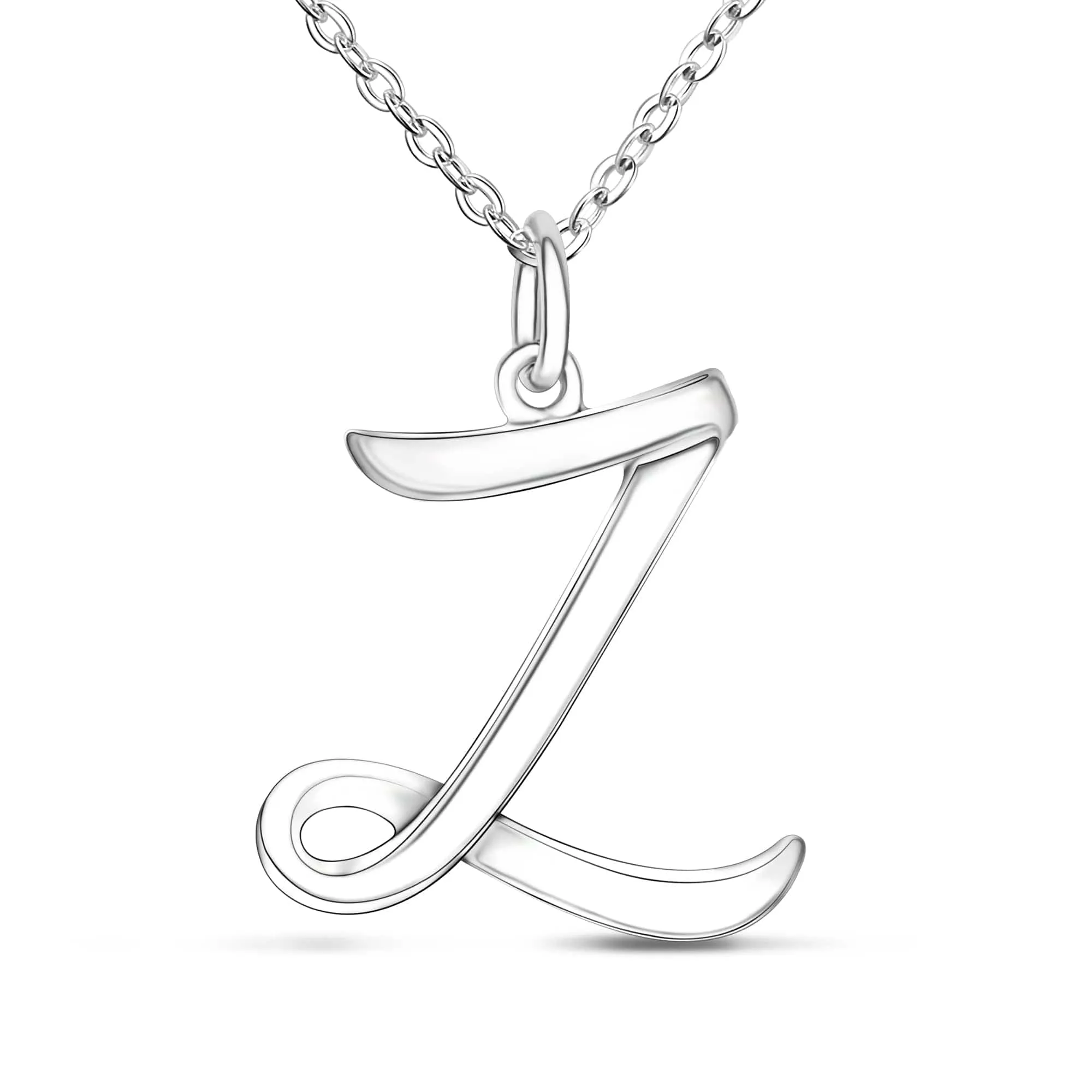 Cursive Letter Necklace Sterling Silver, 18-20