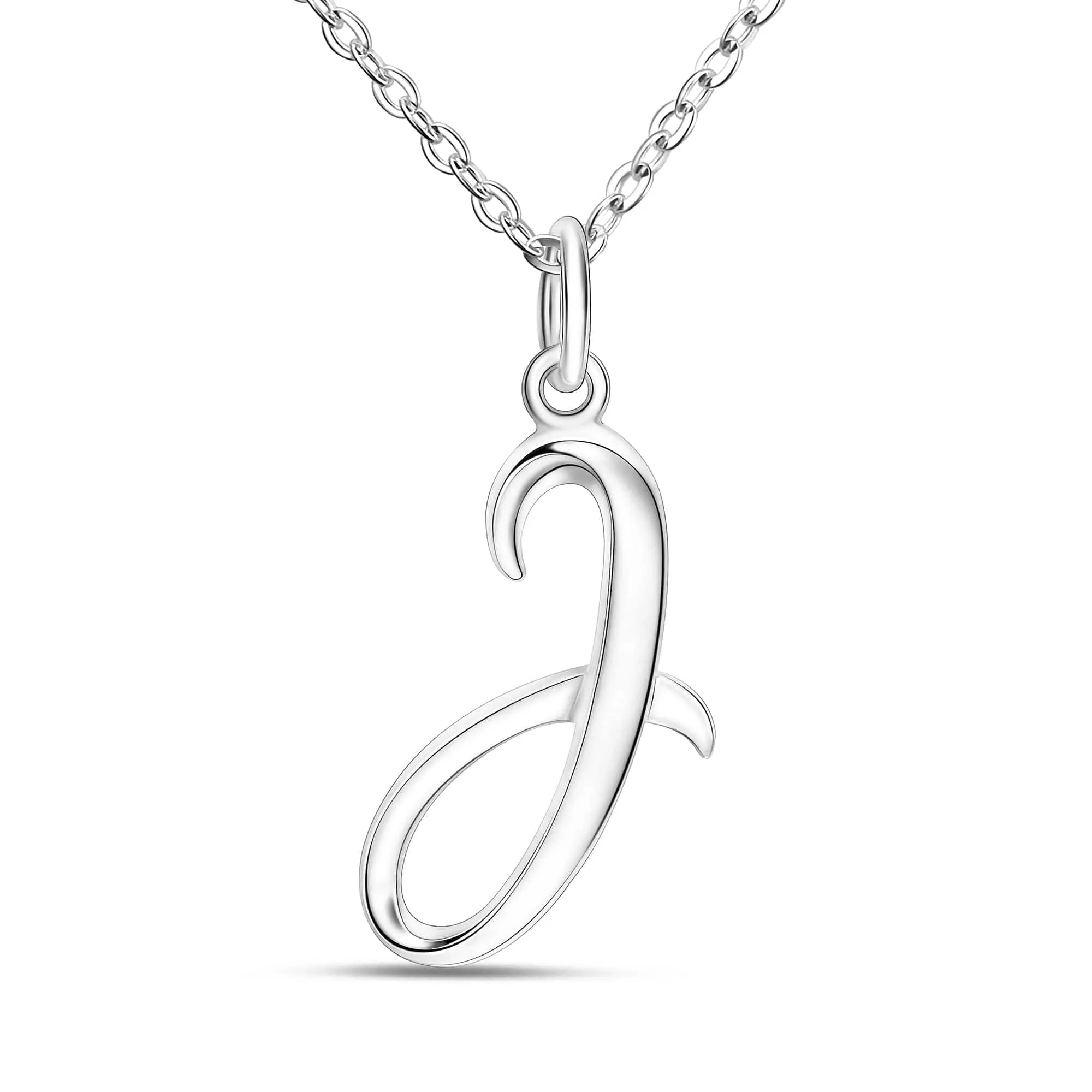 Cursive Letter Necklace Sterling Silver, 18-20