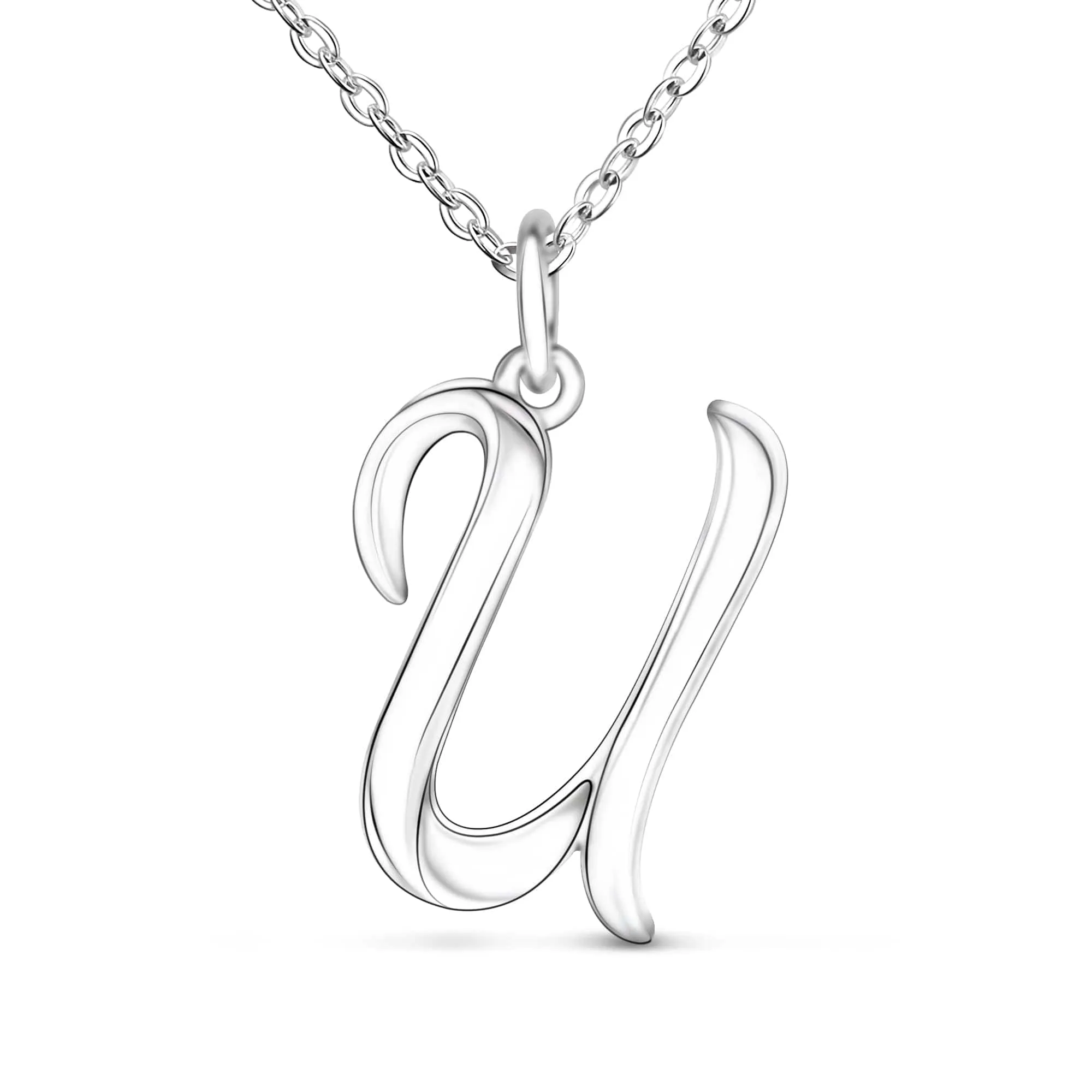 Cursive Letter Necklace Sterling Silver, 18-20