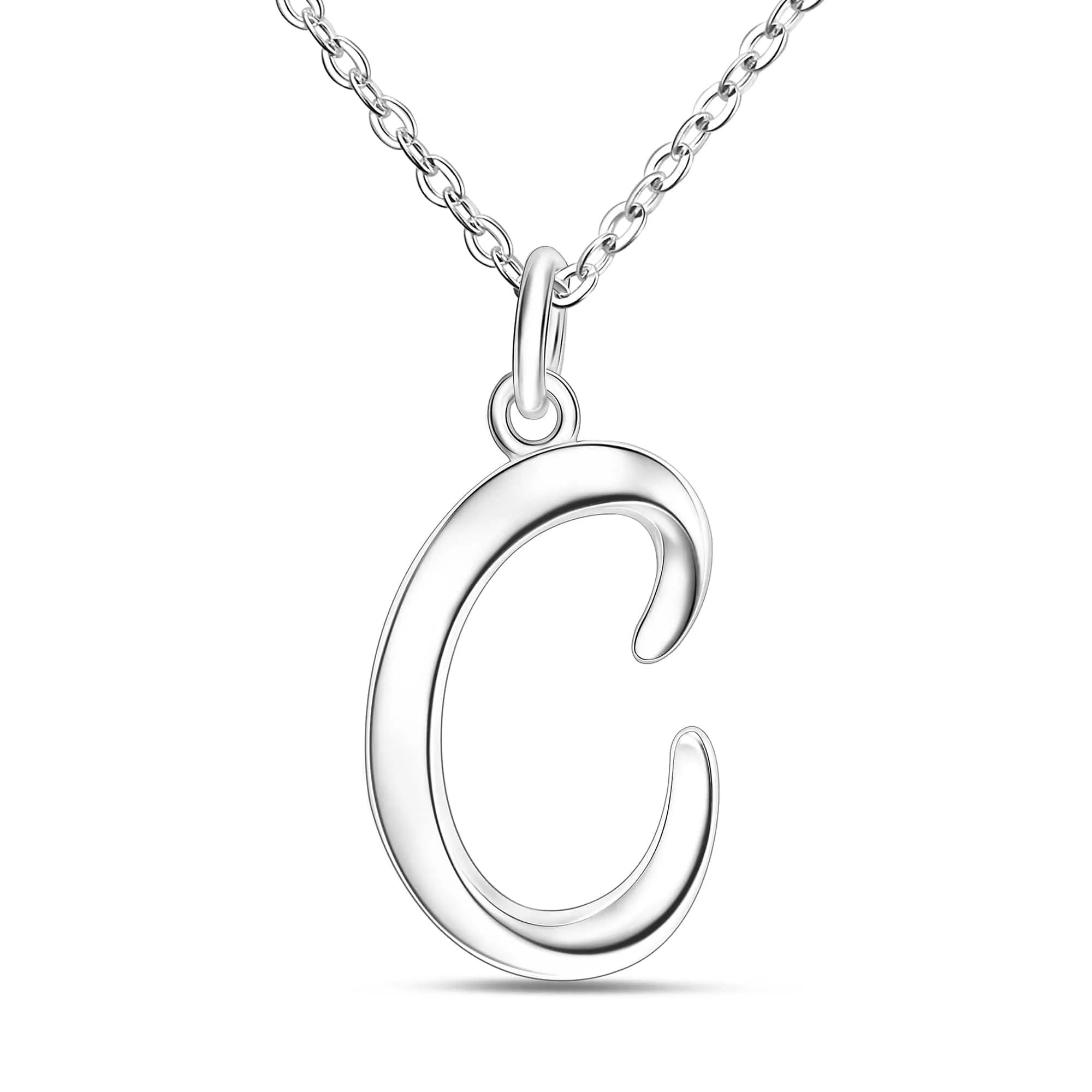 Cursive Letter Necklace Sterling Silver, 18-20