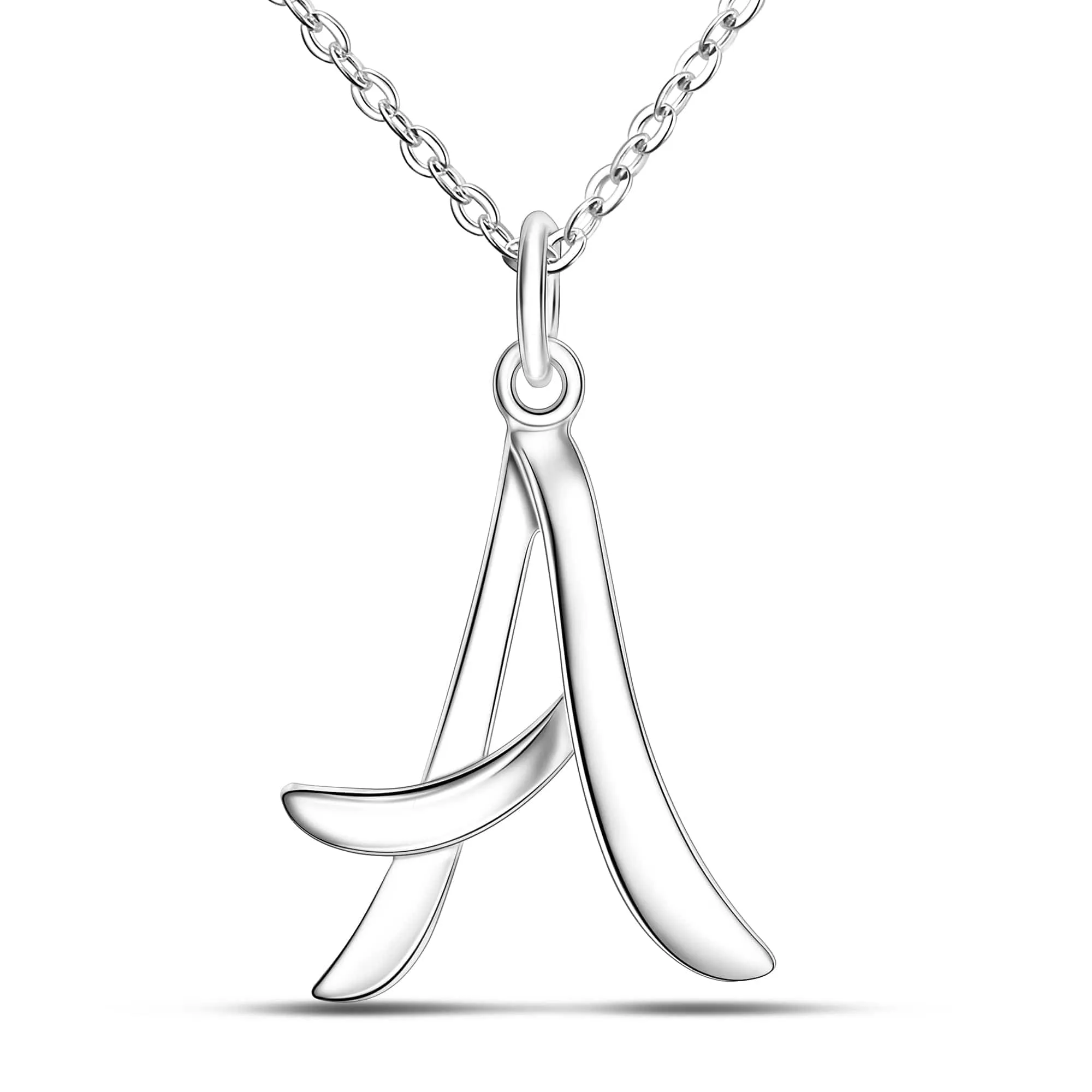 Cursive Letter Necklace Sterling Silver, 18-20