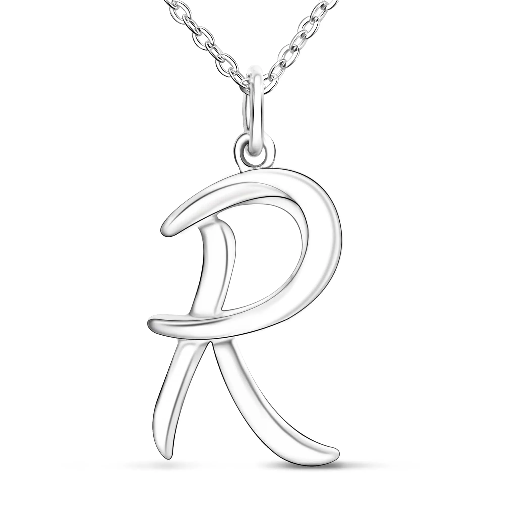 Cursive Letter Necklace Sterling Silver, 18-20