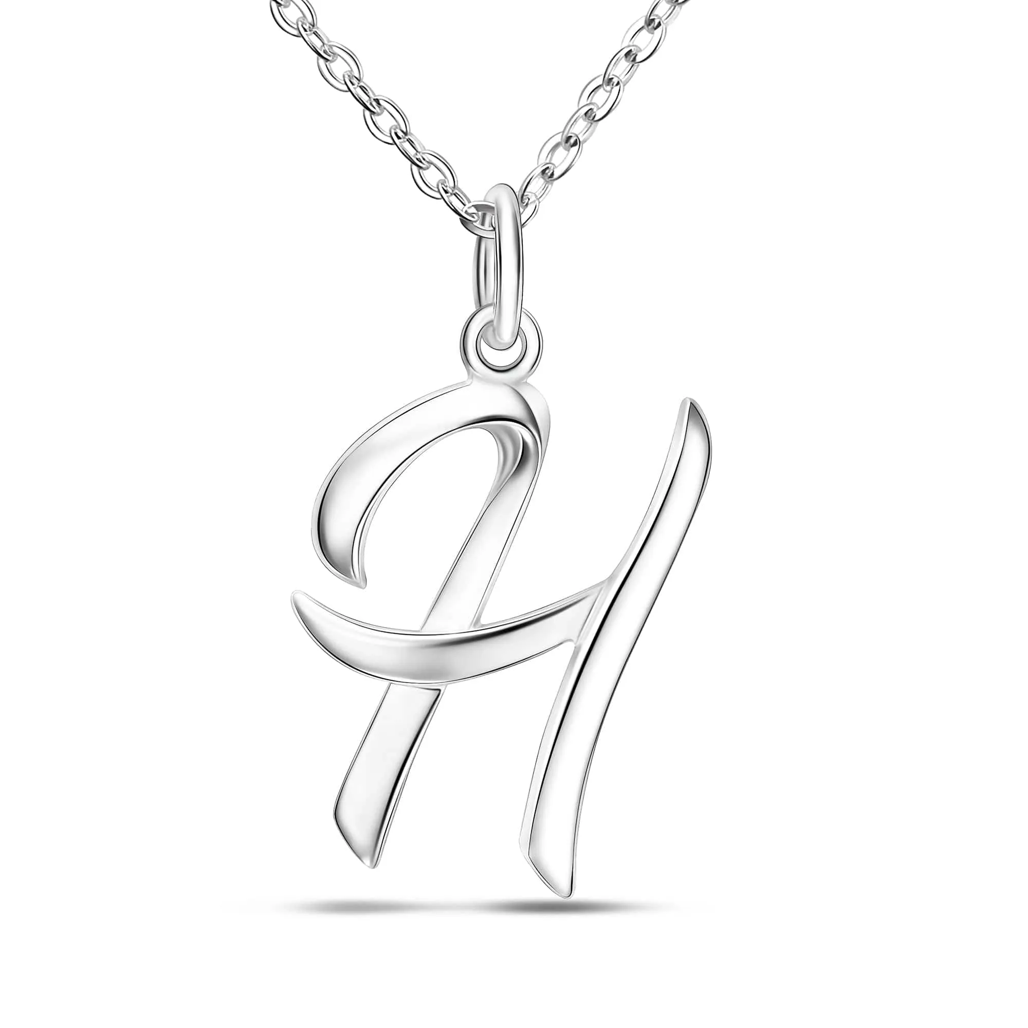 Cursive Letter Necklace Sterling Silver, 18-20