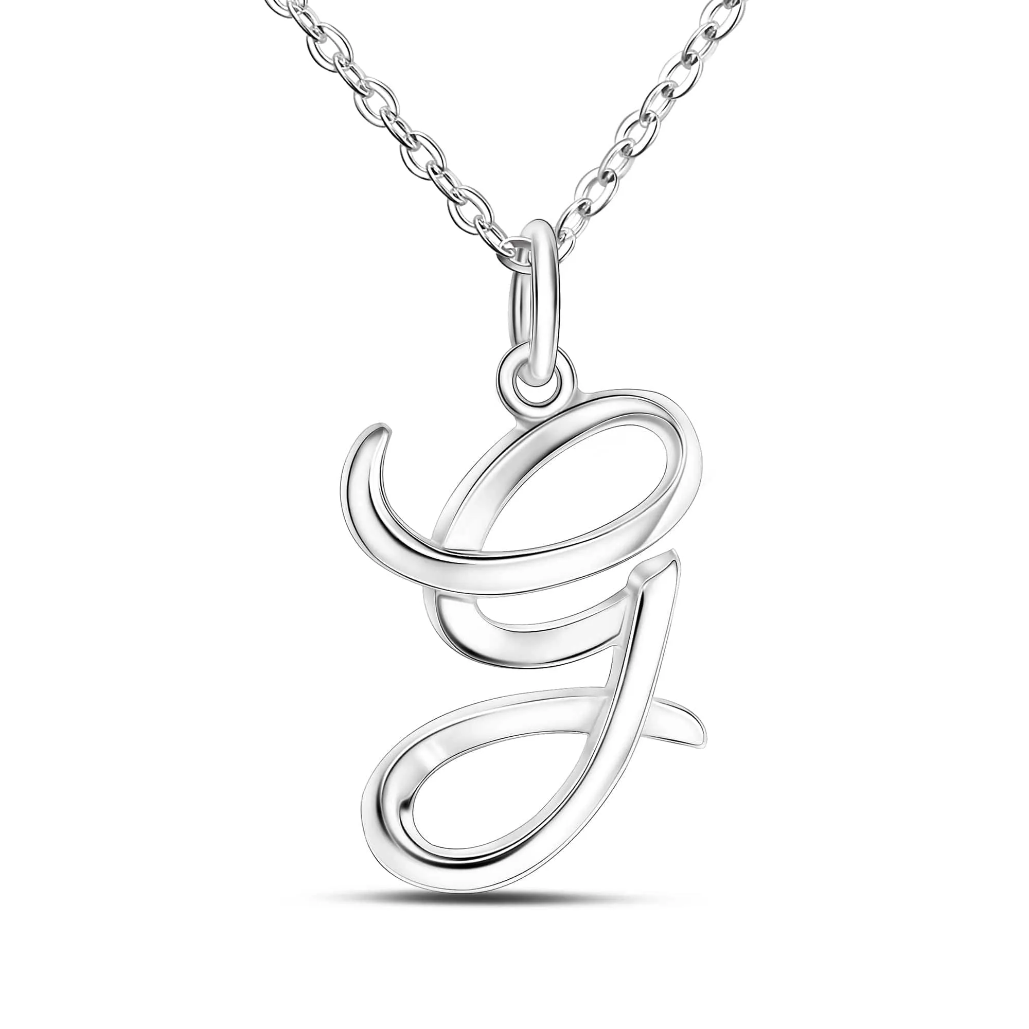 Cursive Letter Necklace Sterling Silver, 18-20