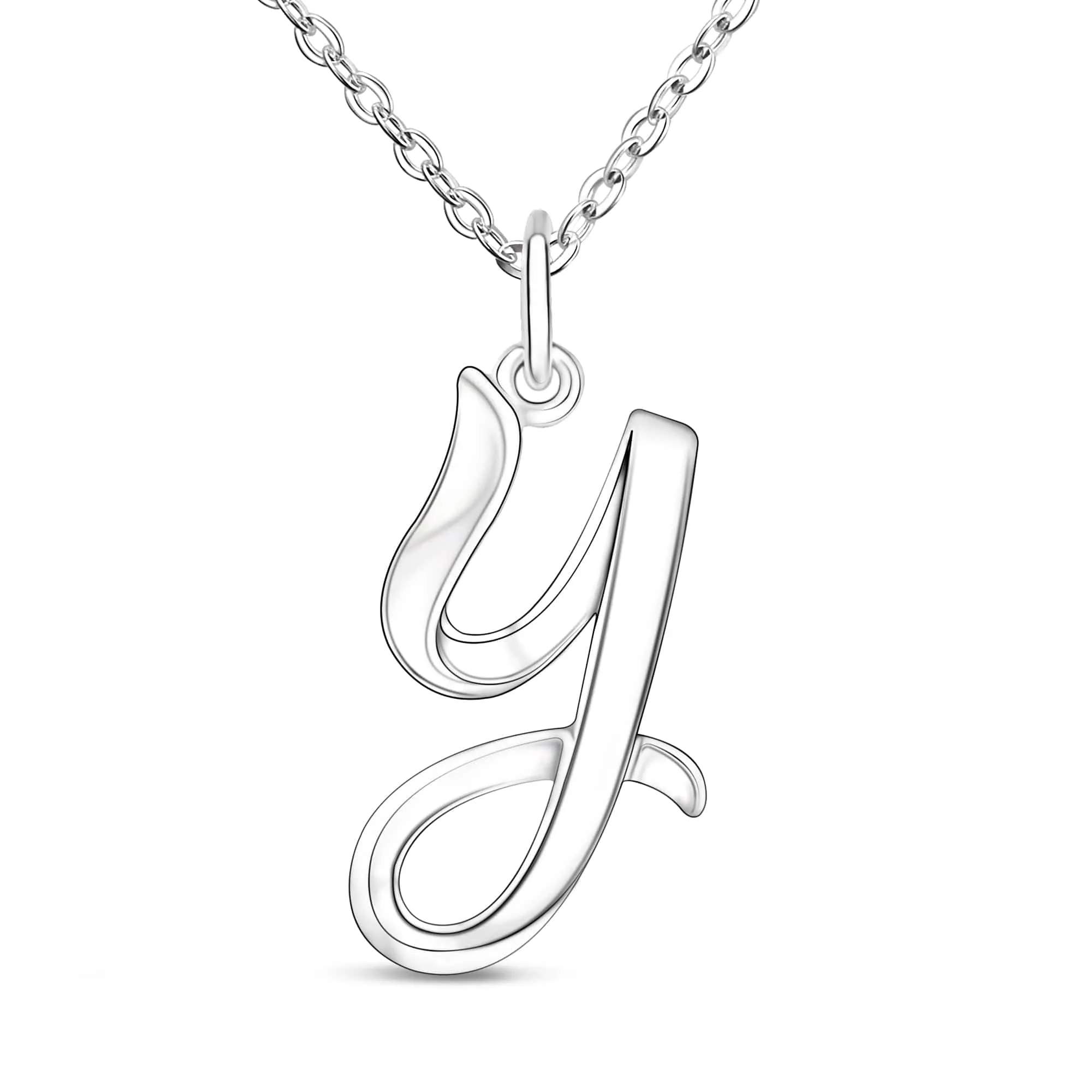 Cursive Letter Necklace Sterling Silver, 18-20