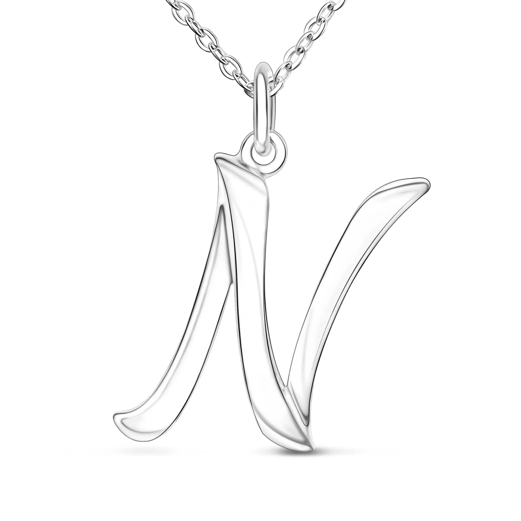 Cursive Letter Necklace Sterling Silver, 18-20