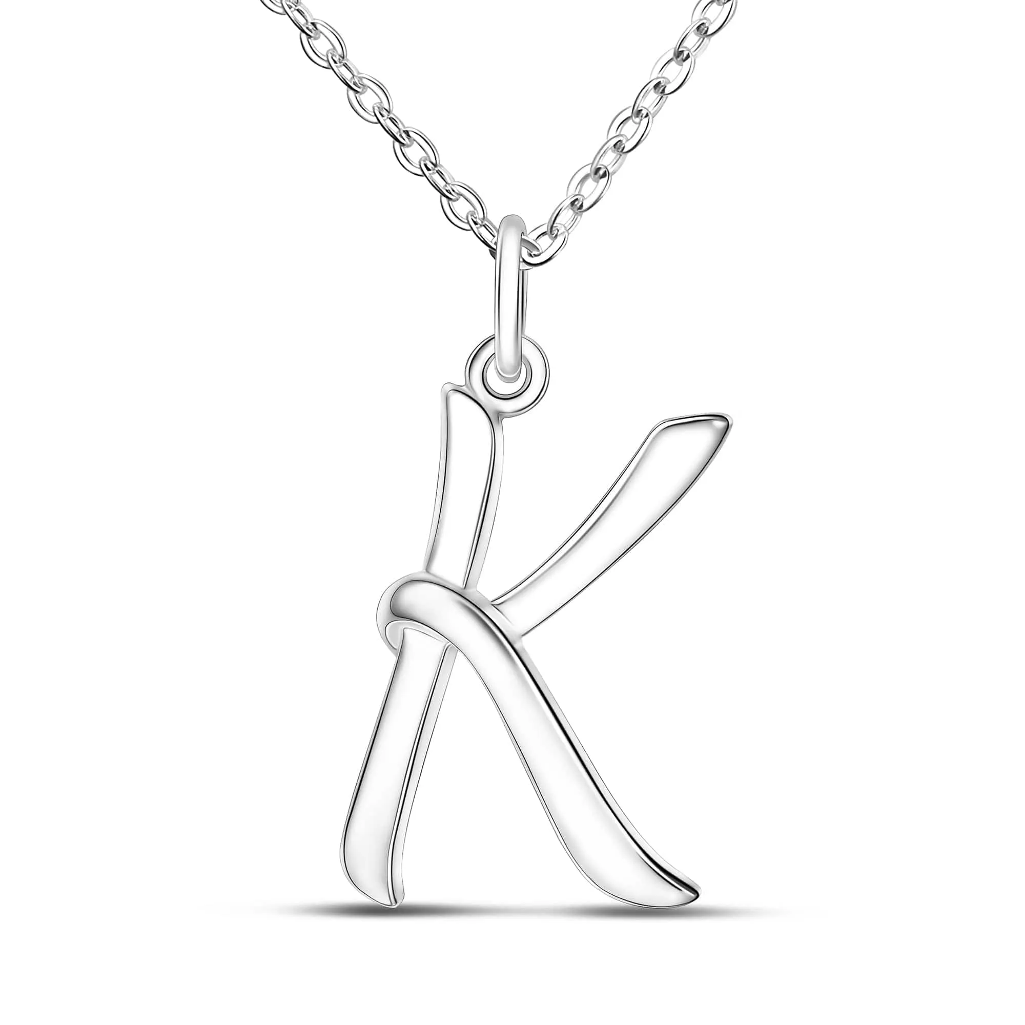 Cursive Letter Necklace Sterling Silver, 18-20