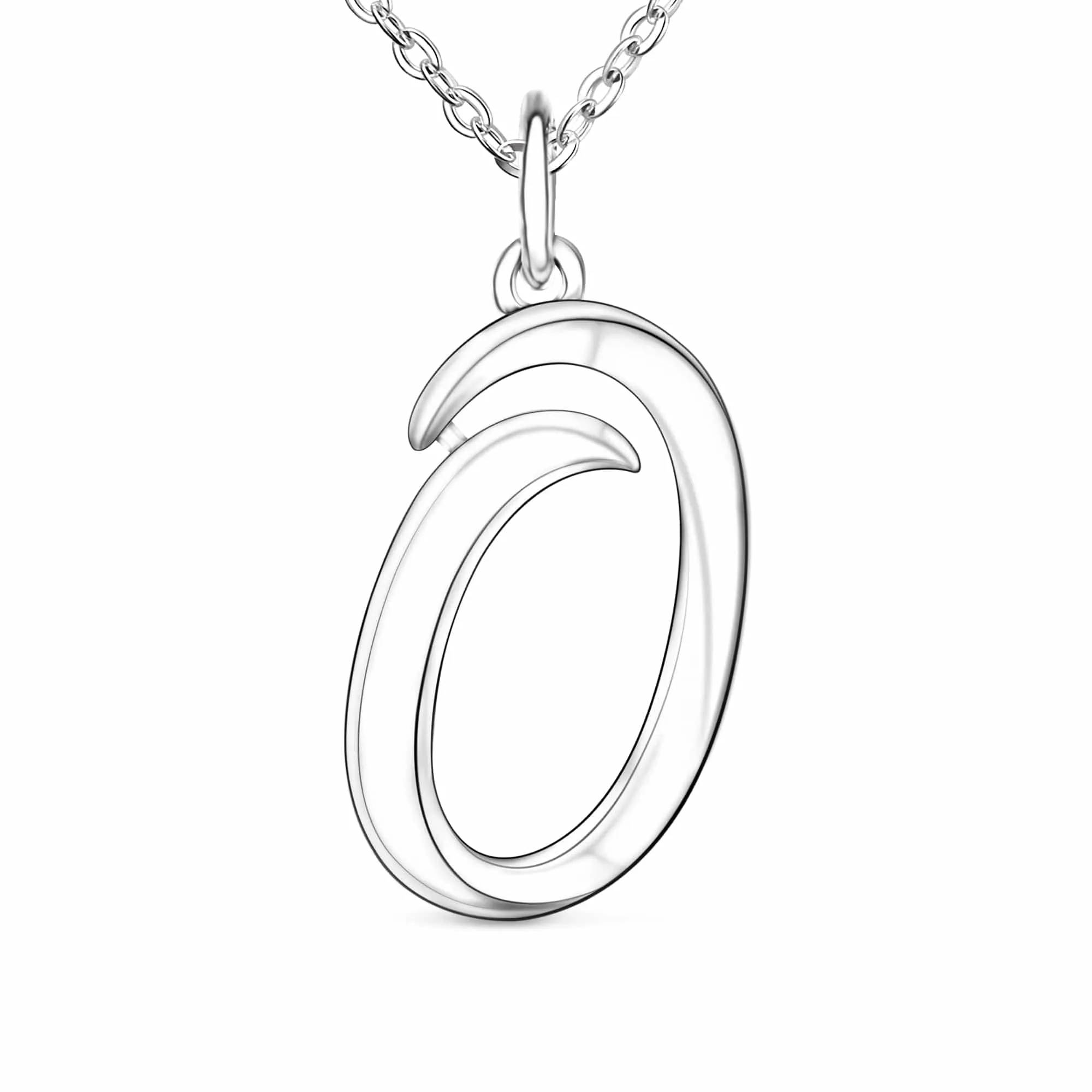 Cursive Letter Necklace Sterling Silver, 18-20