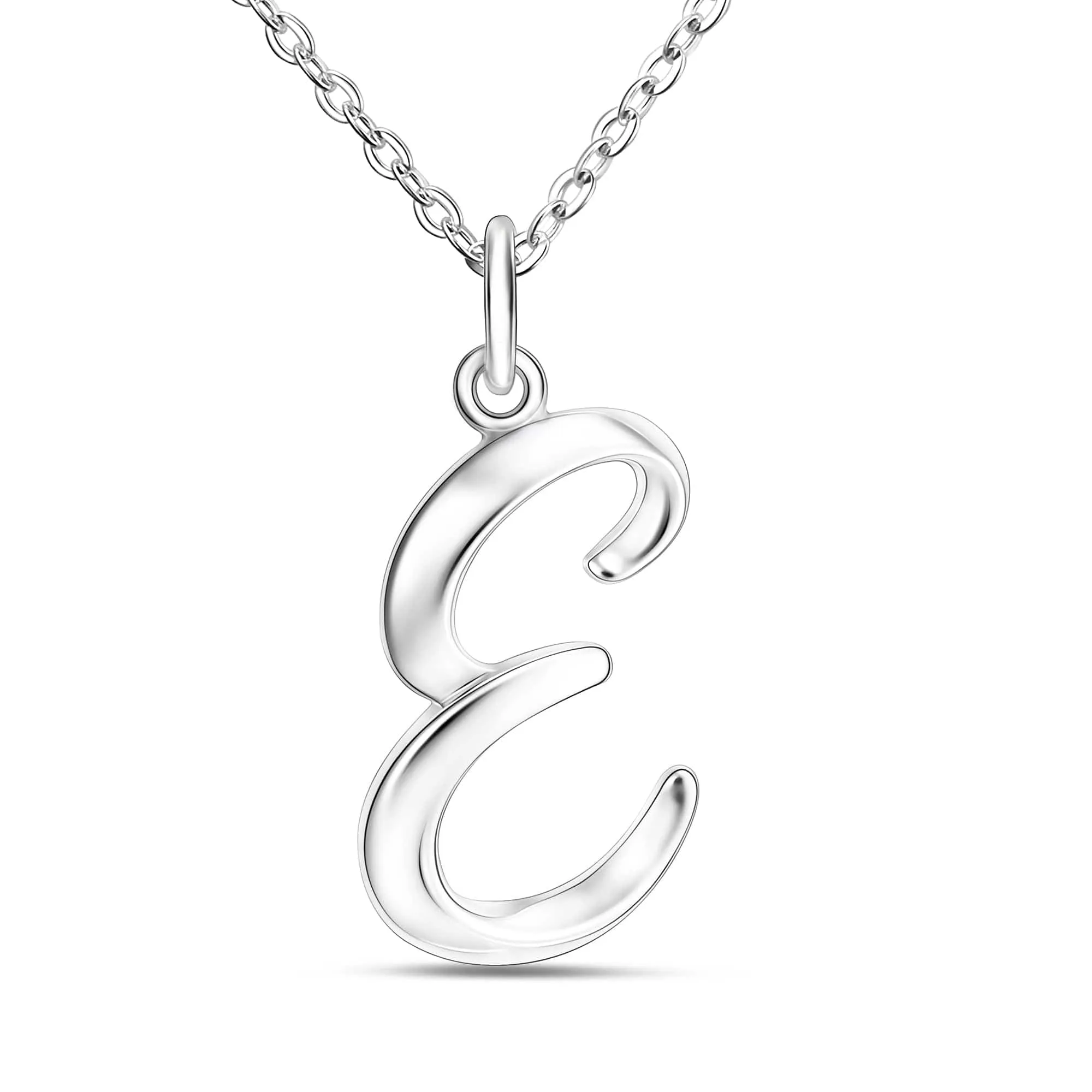 Cursive Letter Necklace Sterling Silver, 18-20