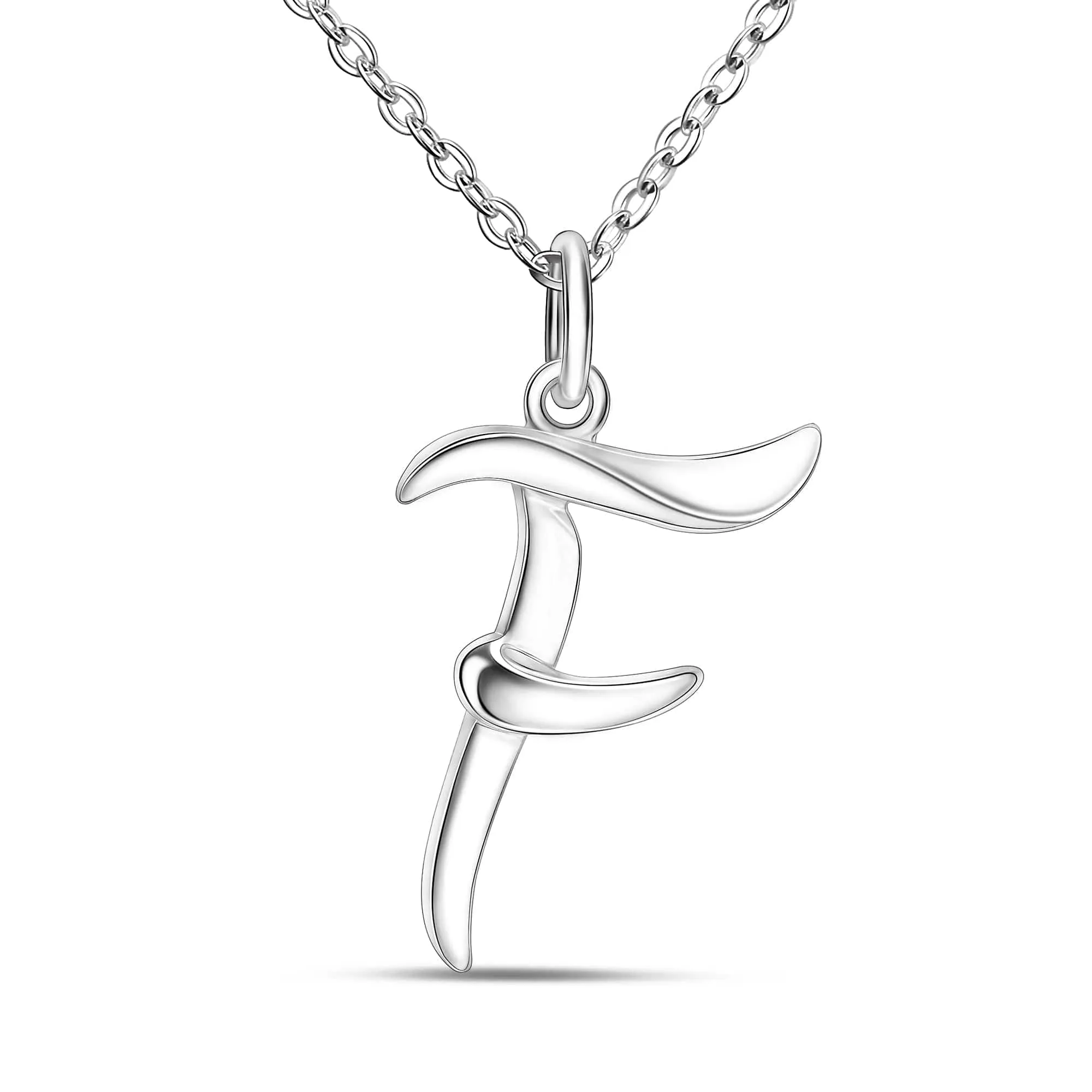 Cursive Letter Necklace Sterling Silver, 18-20