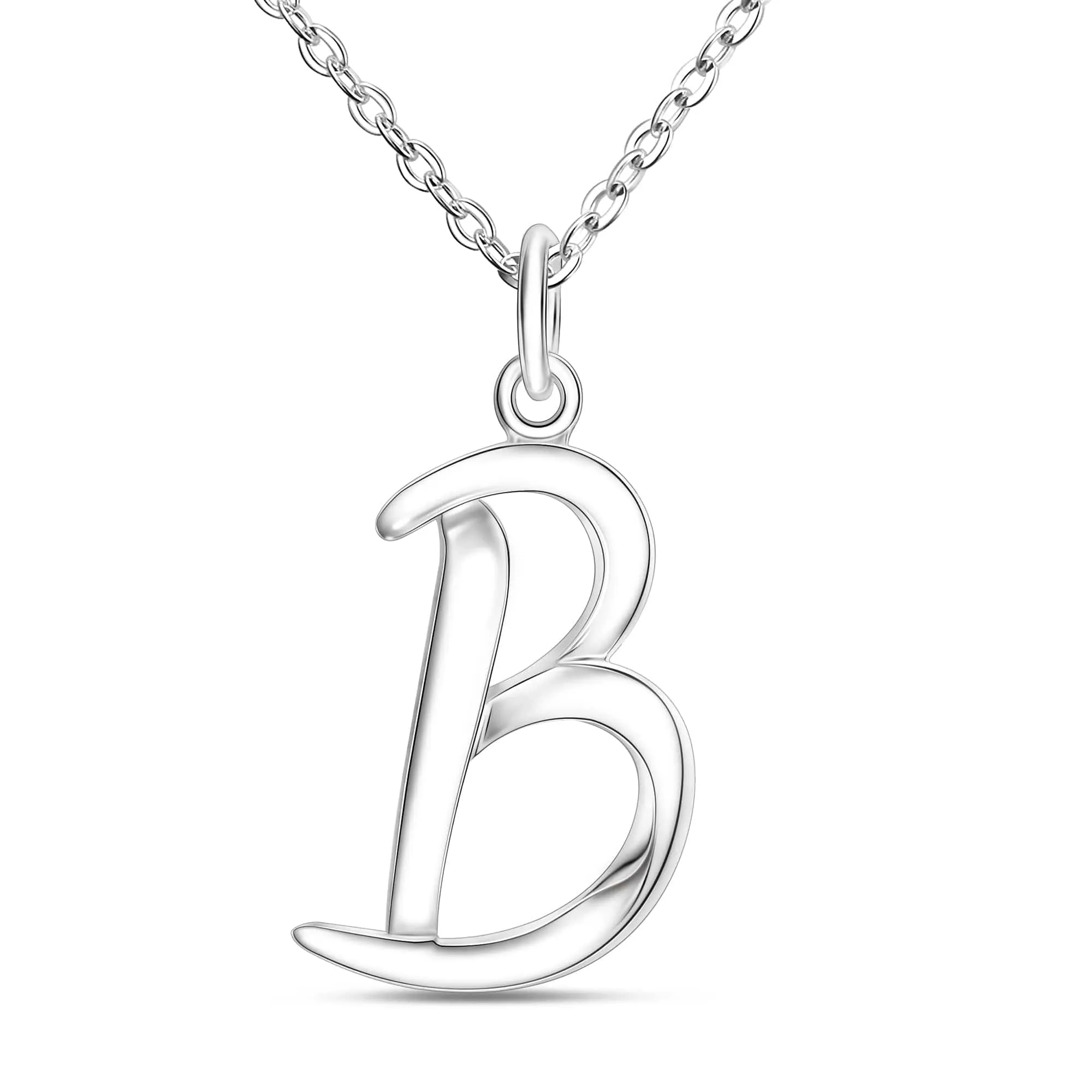 Cursive Letter Necklace Sterling Silver, 18-20