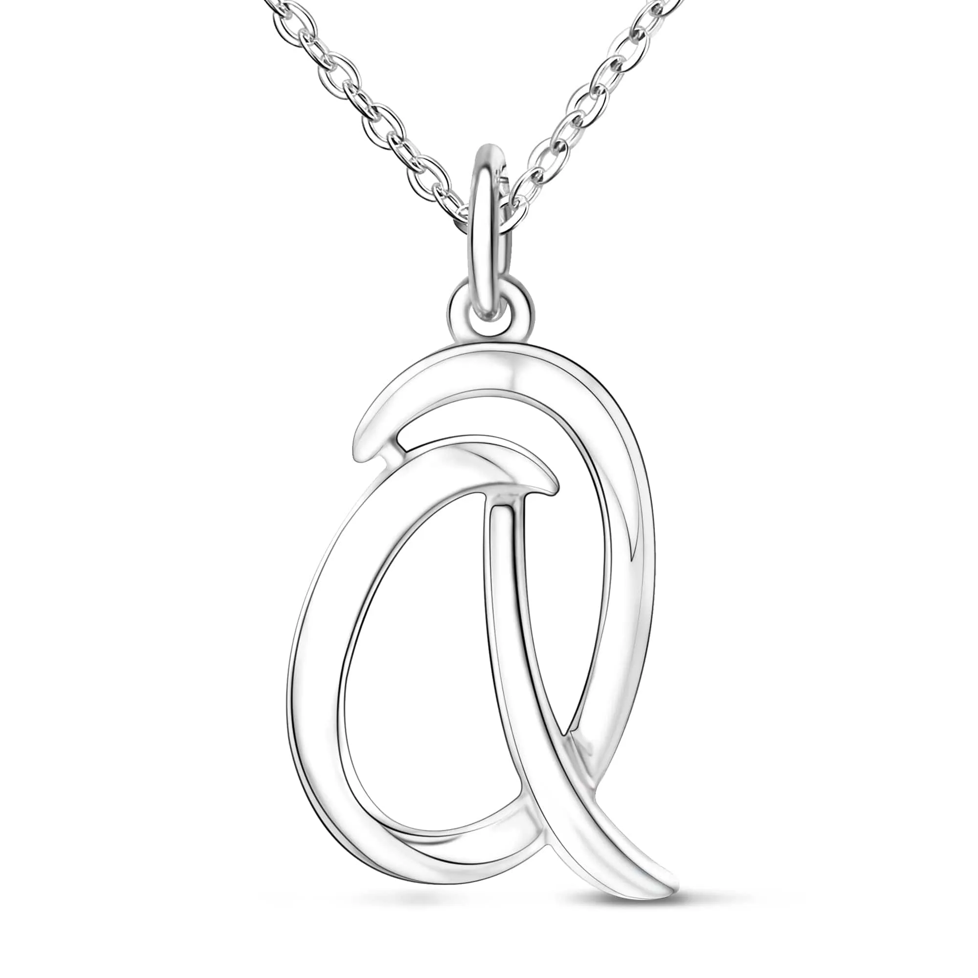 Cursive Letter Necklace Sterling Silver, 18-20