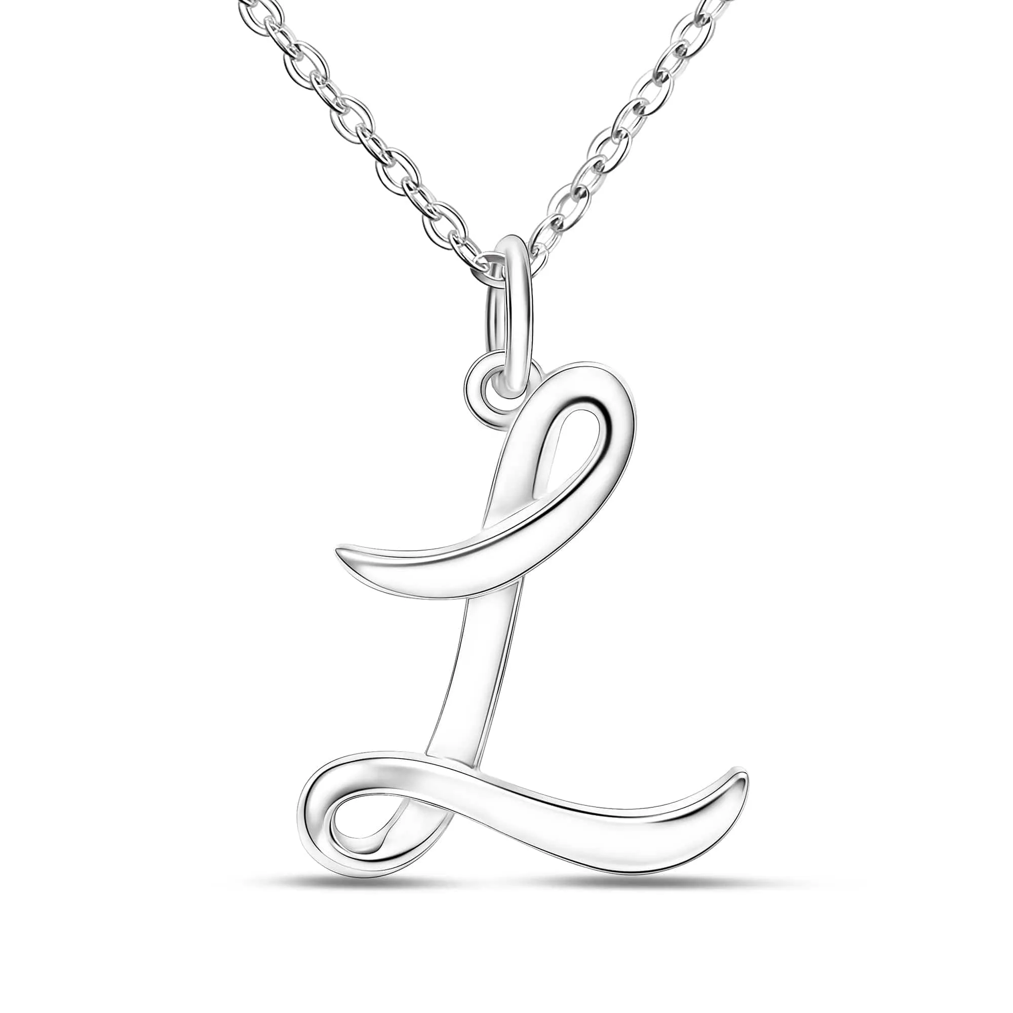 Cursive Letter Necklace Sterling Silver, 18-20