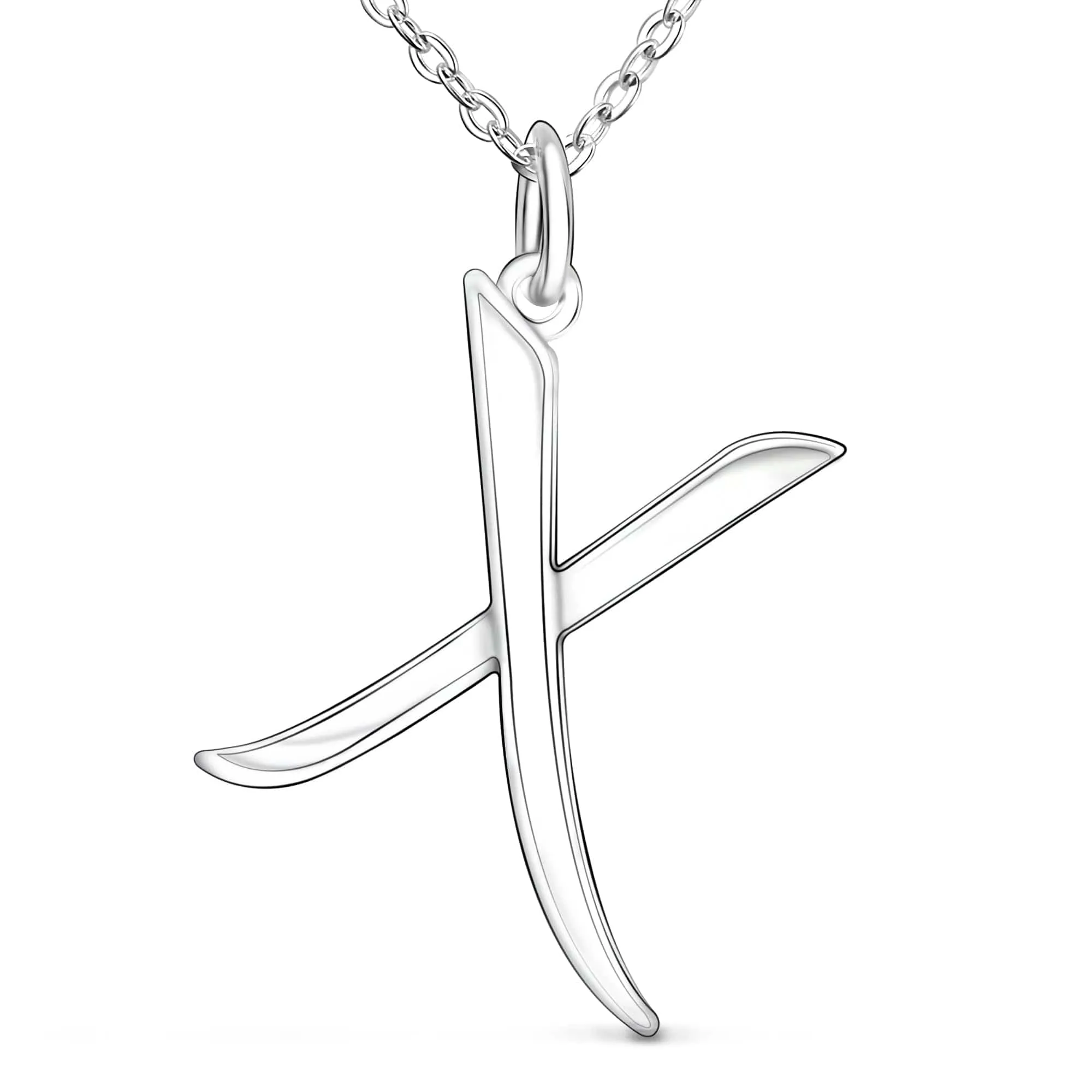 Cursive Letter Necklace Sterling Silver, 18-20