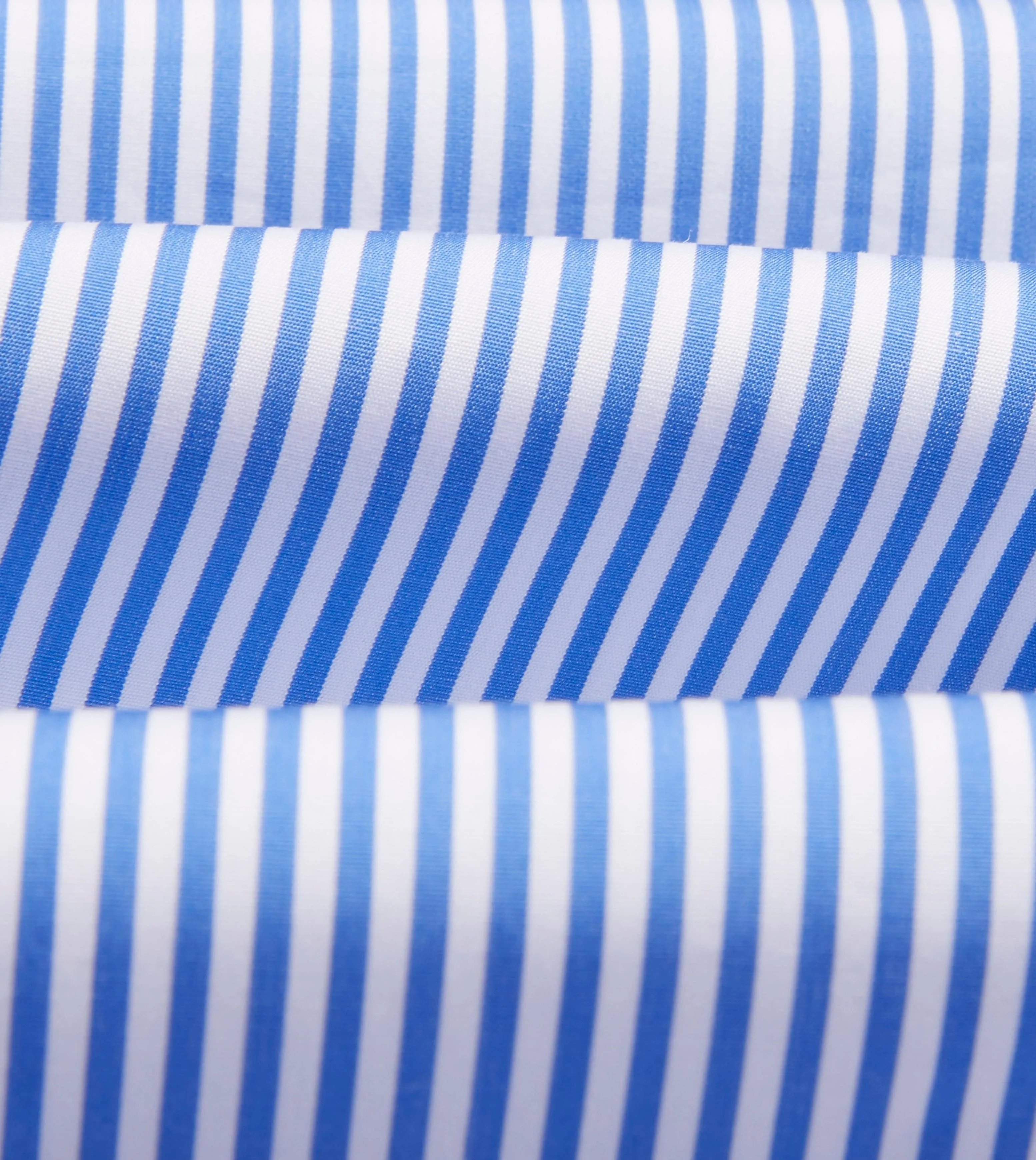 Dark Blue and White Bengal Stripe Spread Collar Cotton Poplin Shirt