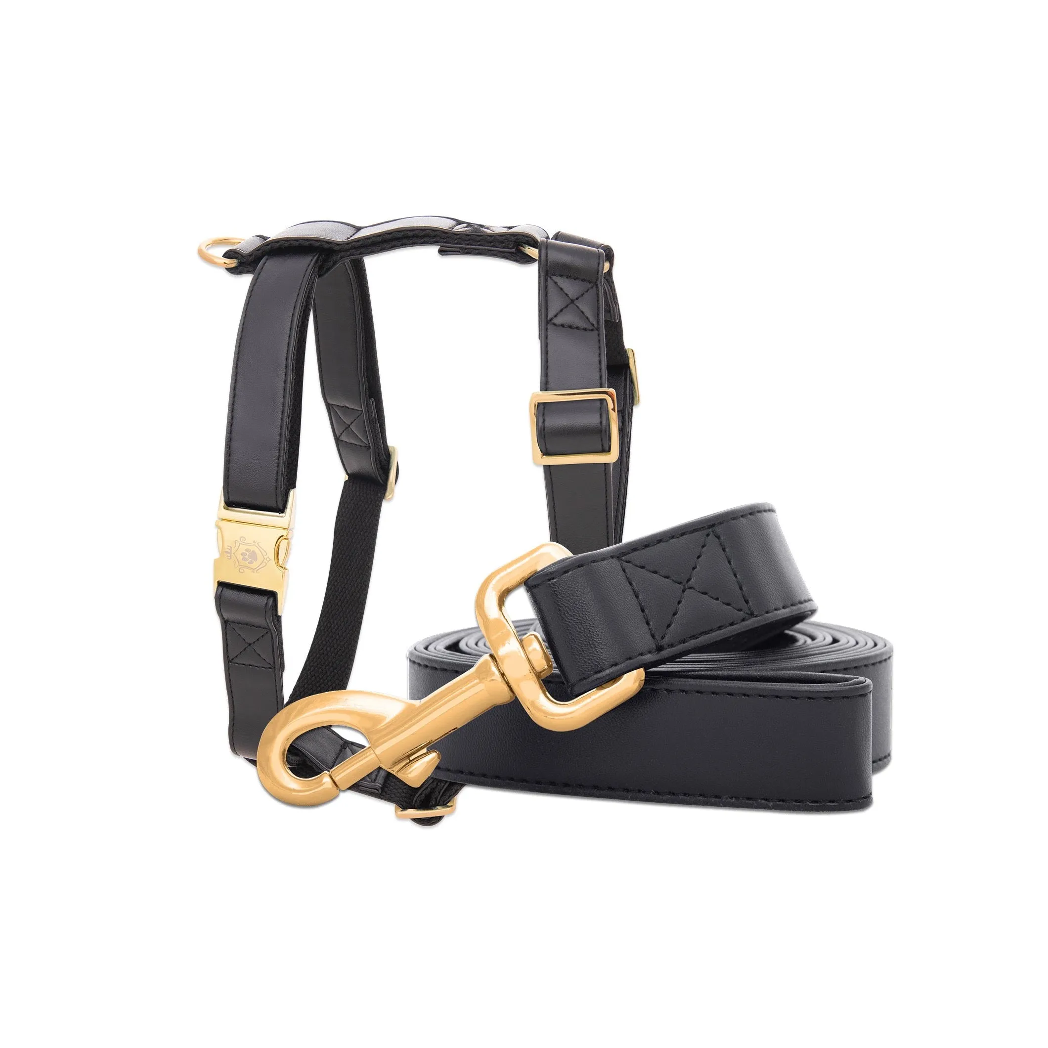 Dark Knight Gold Leash & Harness Set