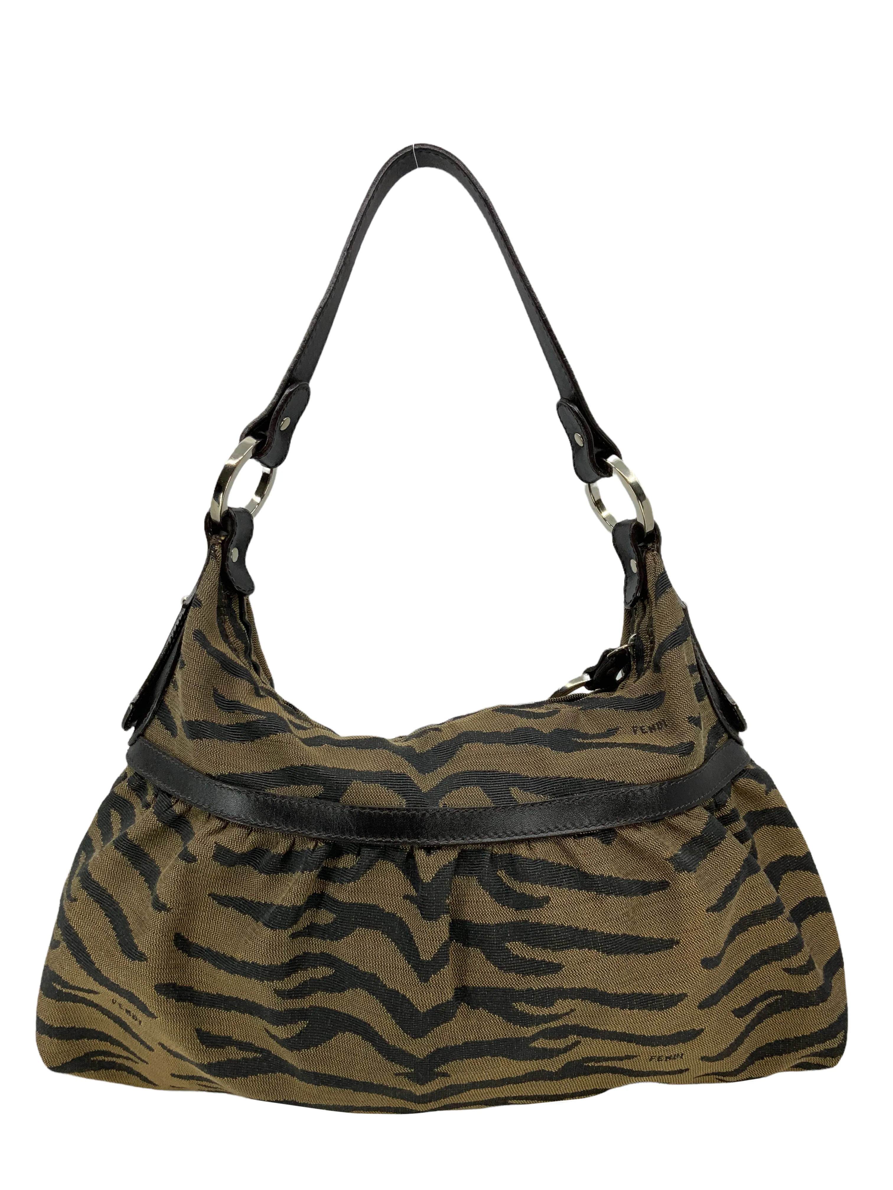 Fendi Vintage Tiger Printed Canvas Chef Shoulder Bag