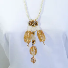 Gena, Large Citron Bead Dangle Necklace