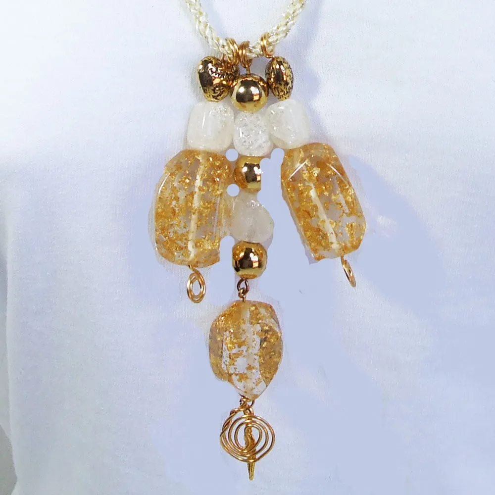 Gena, Large Citron Bead Dangle Necklace