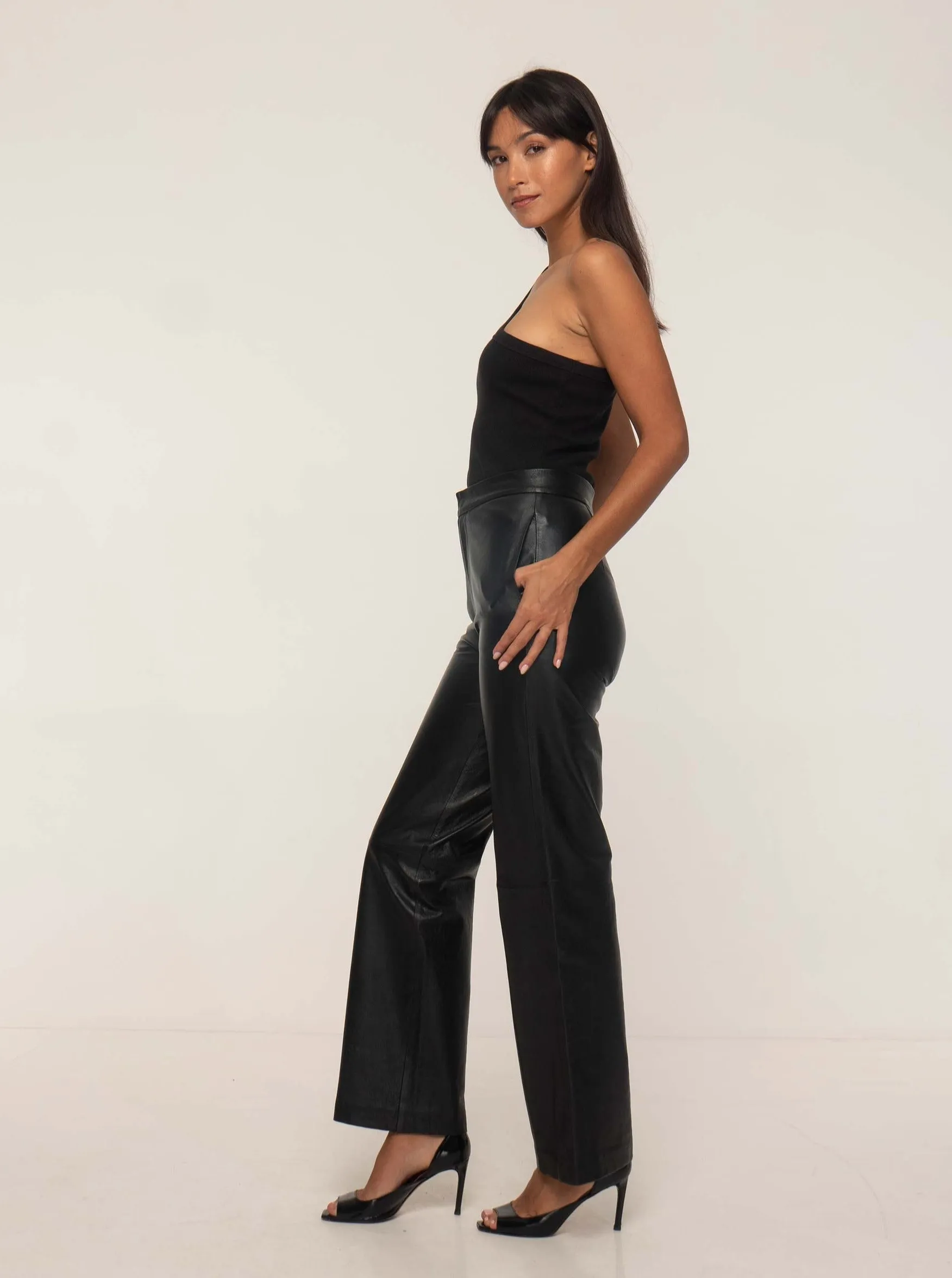 GIANNA LEATHER TROUSER - BLACK SAMPLE