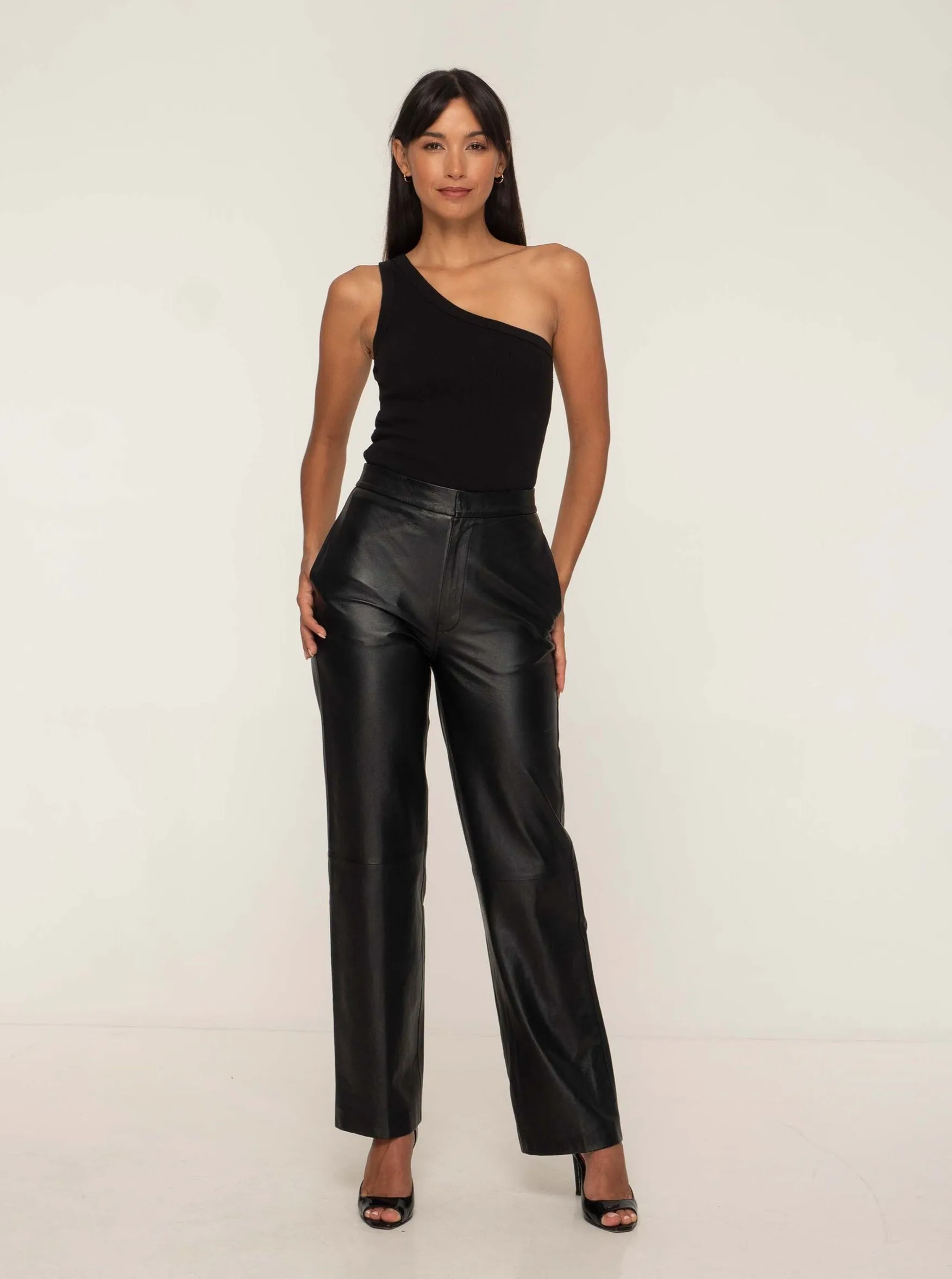 GIANNA LEATHER TROUSER - BLACK SAMPLE