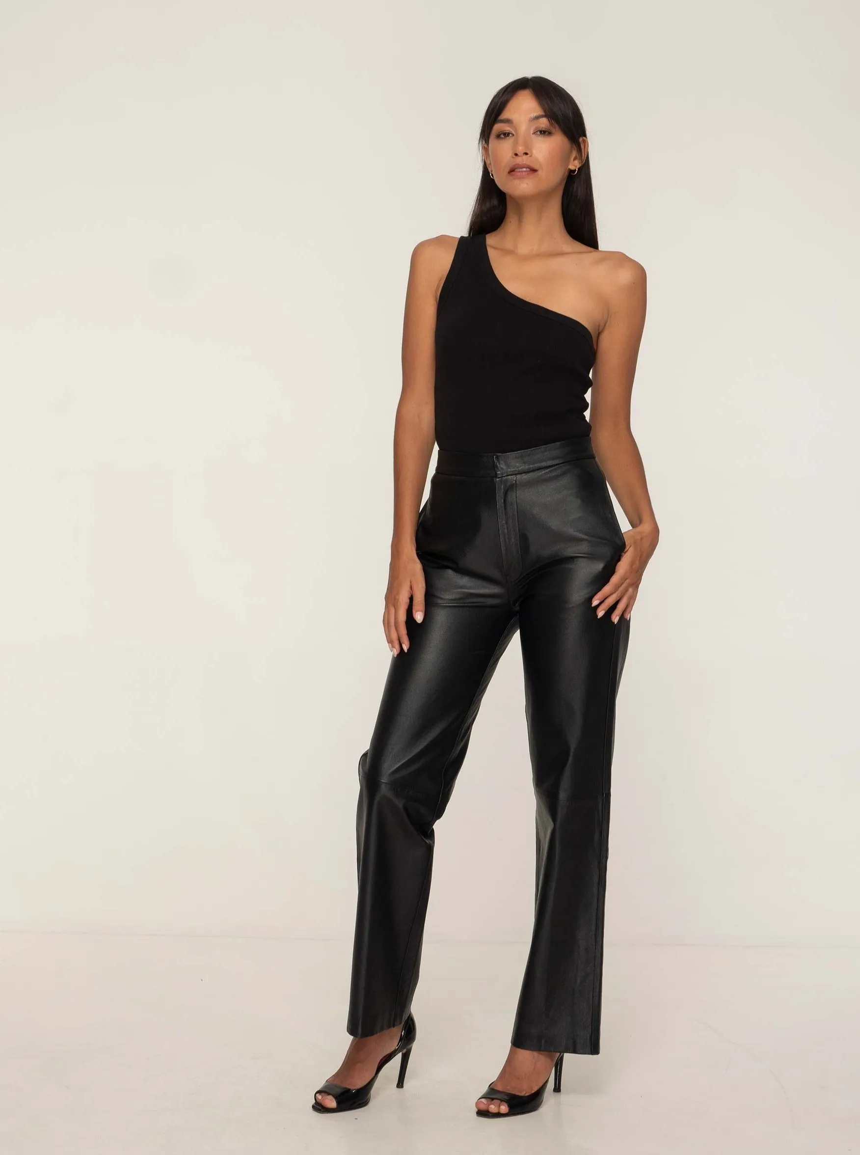 GIANNA LEATHER TROUSER - BLACK SAMPLE