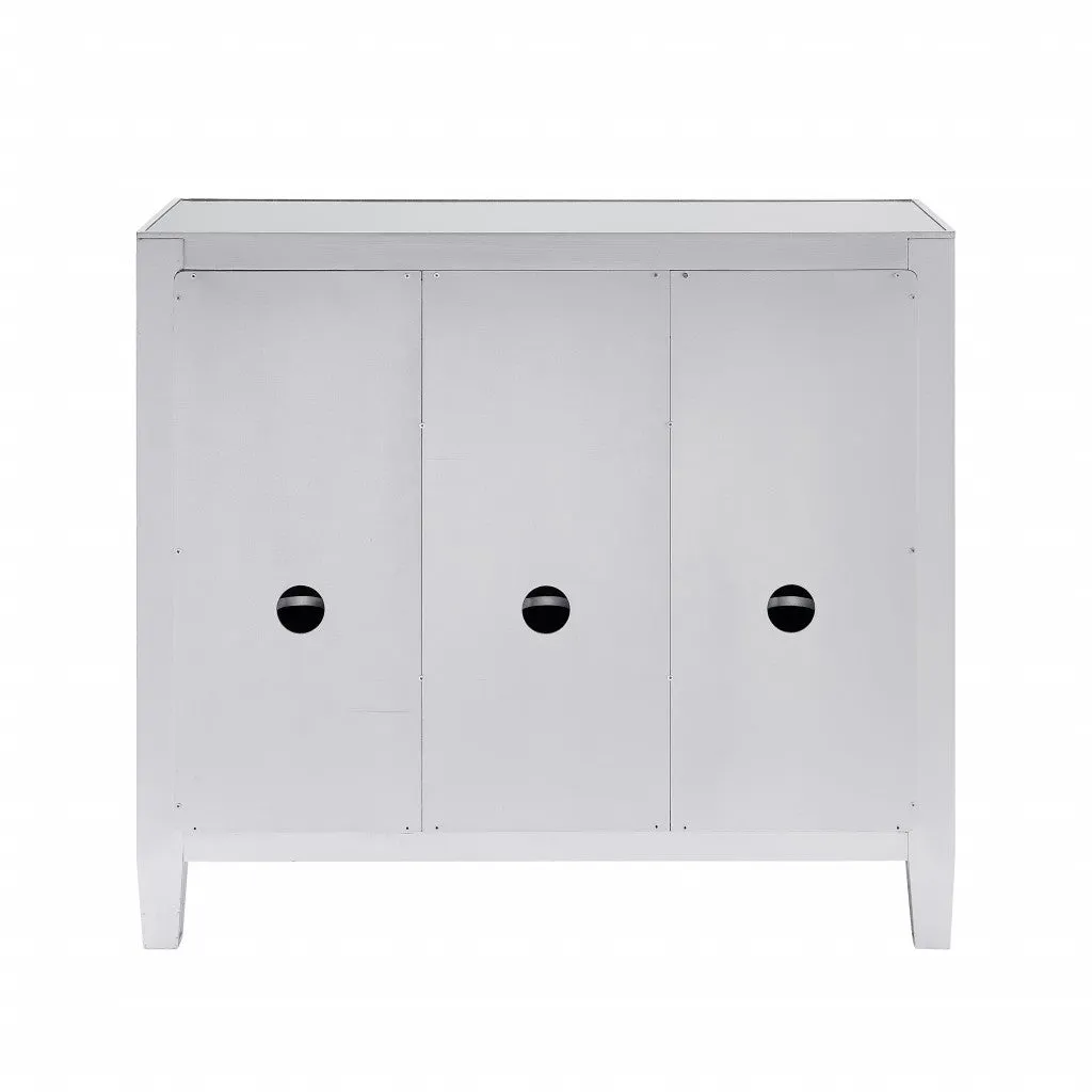 Glamorous Mirrored Bling Three Door Accent Cabinet