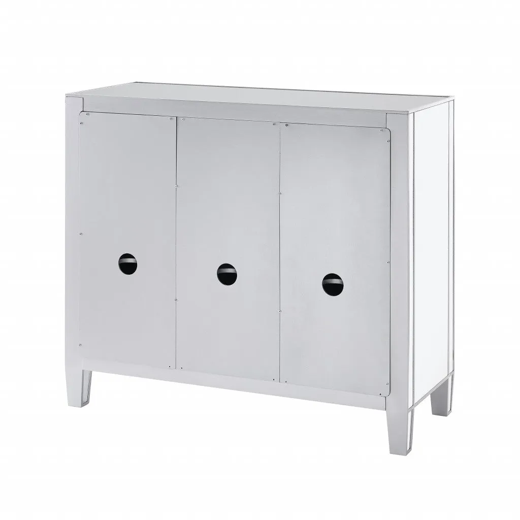 Glamorous Mirrored Bling Three Door Accent Cabinet