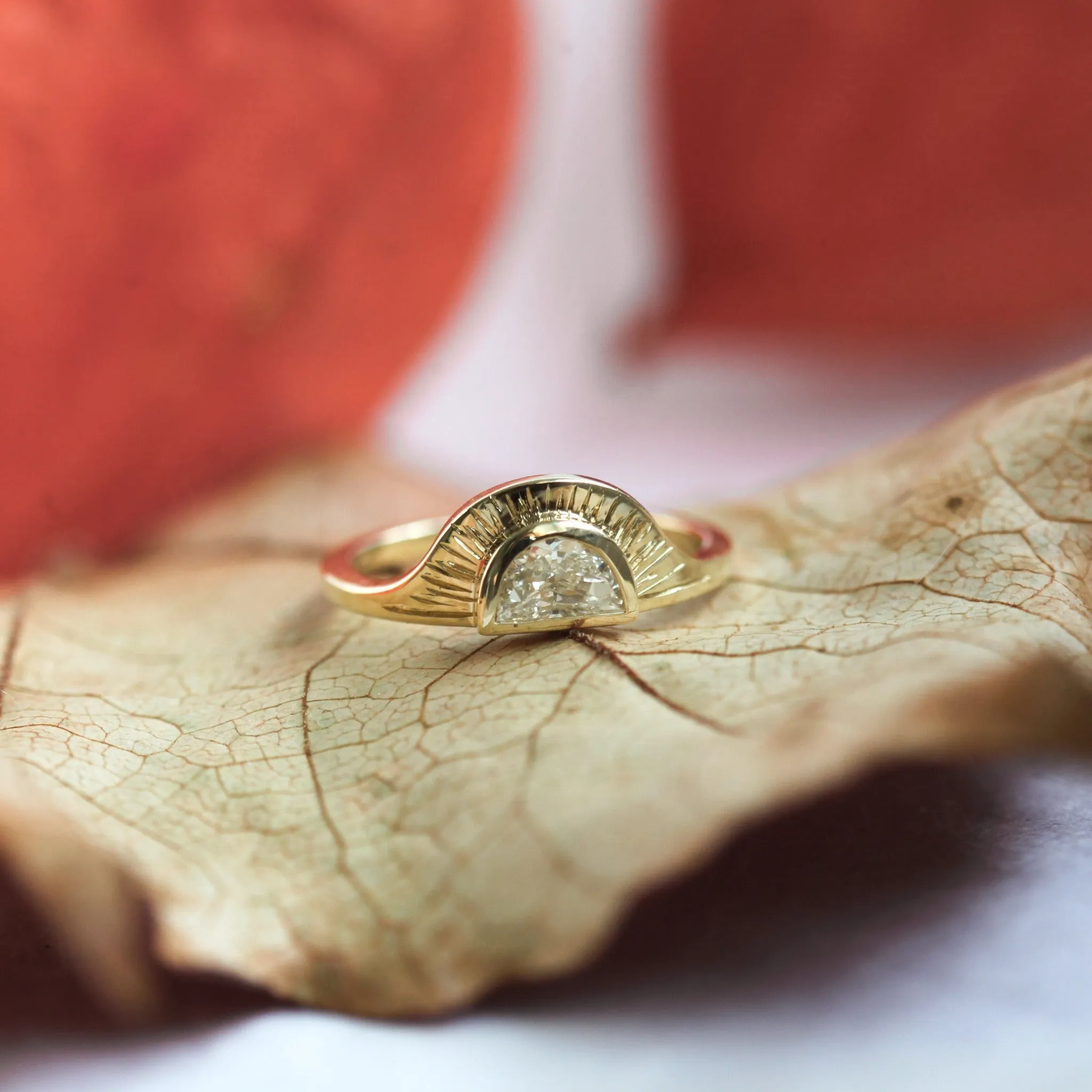 Half Moon Diamond Ring Half Carat