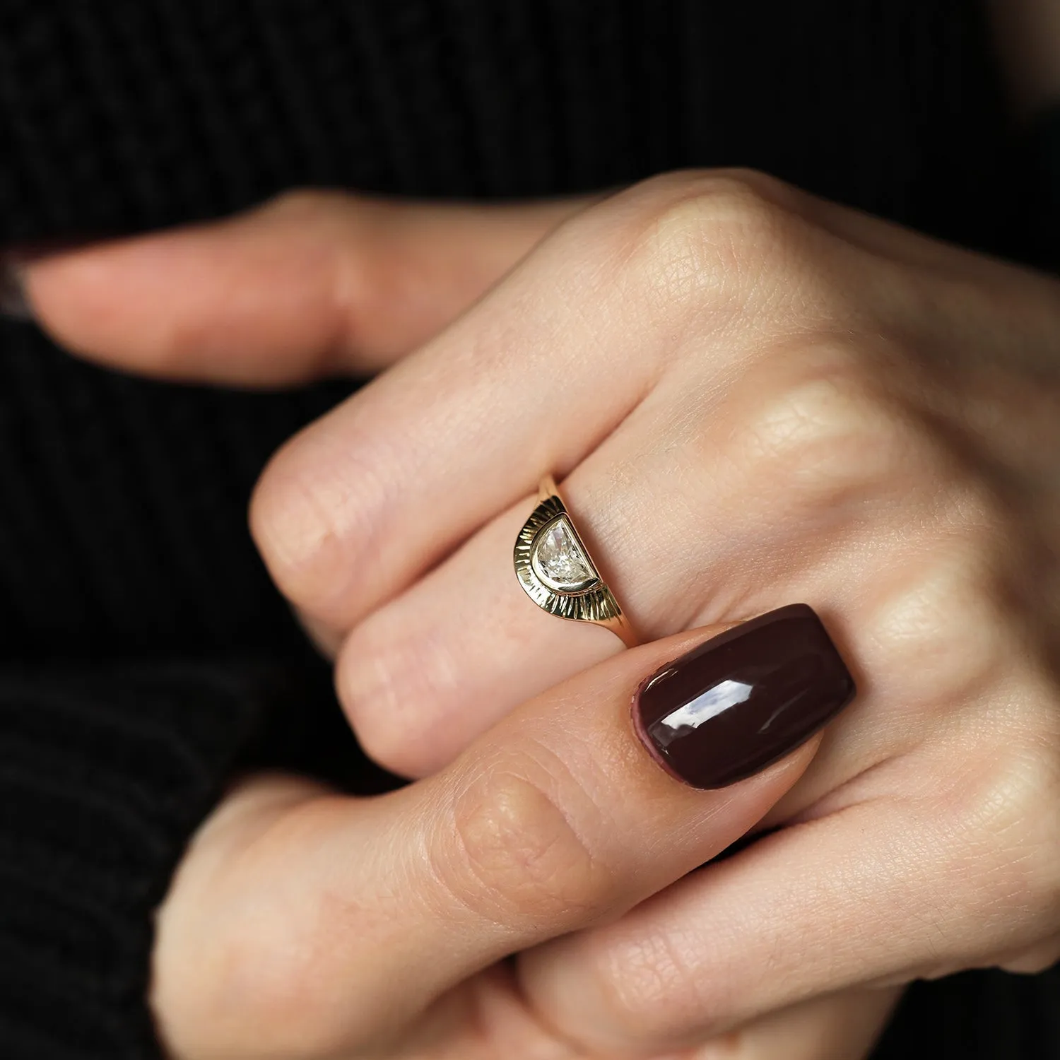 Half Moon Diamond Ring Half Carat