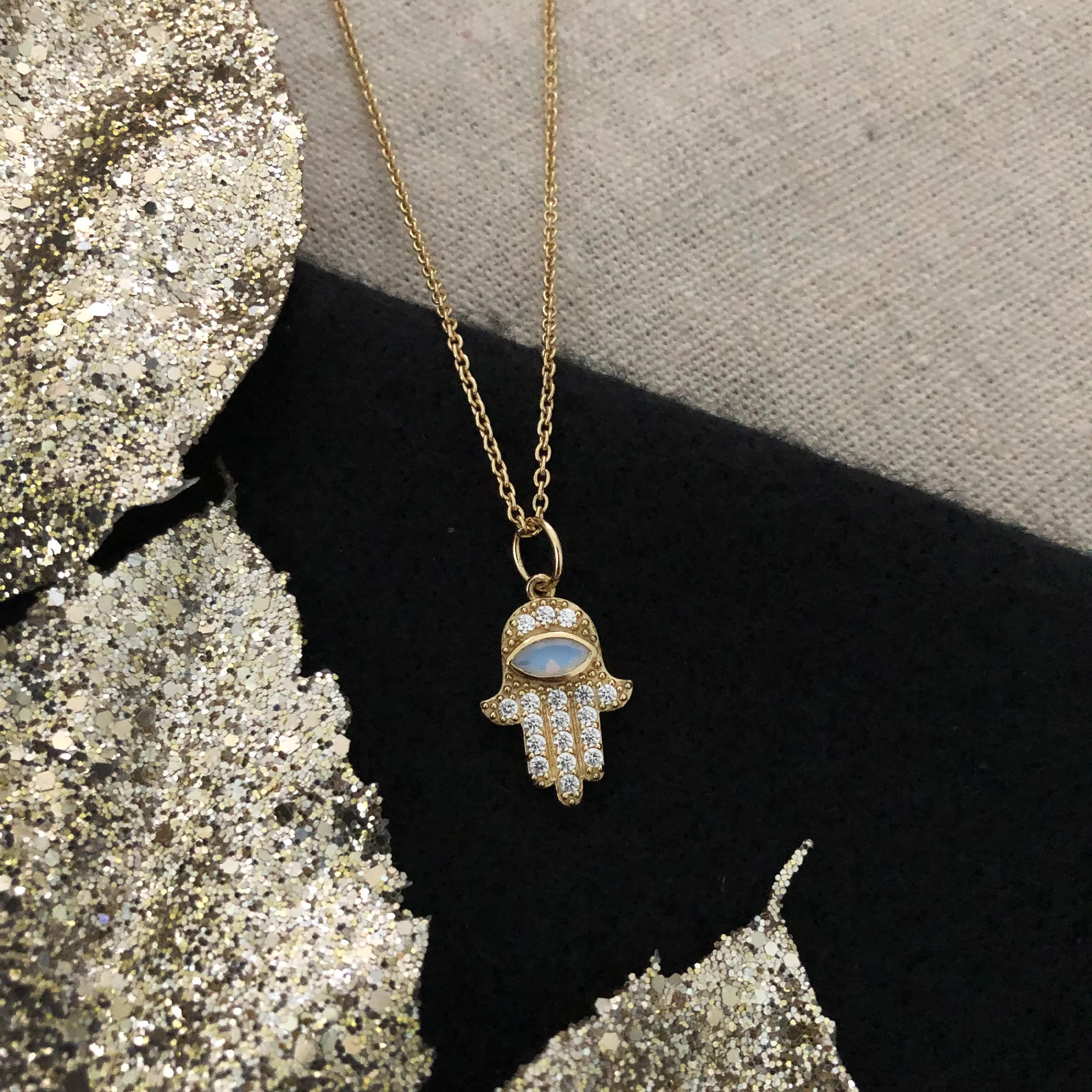 Hamsa Charm on a 16" chain