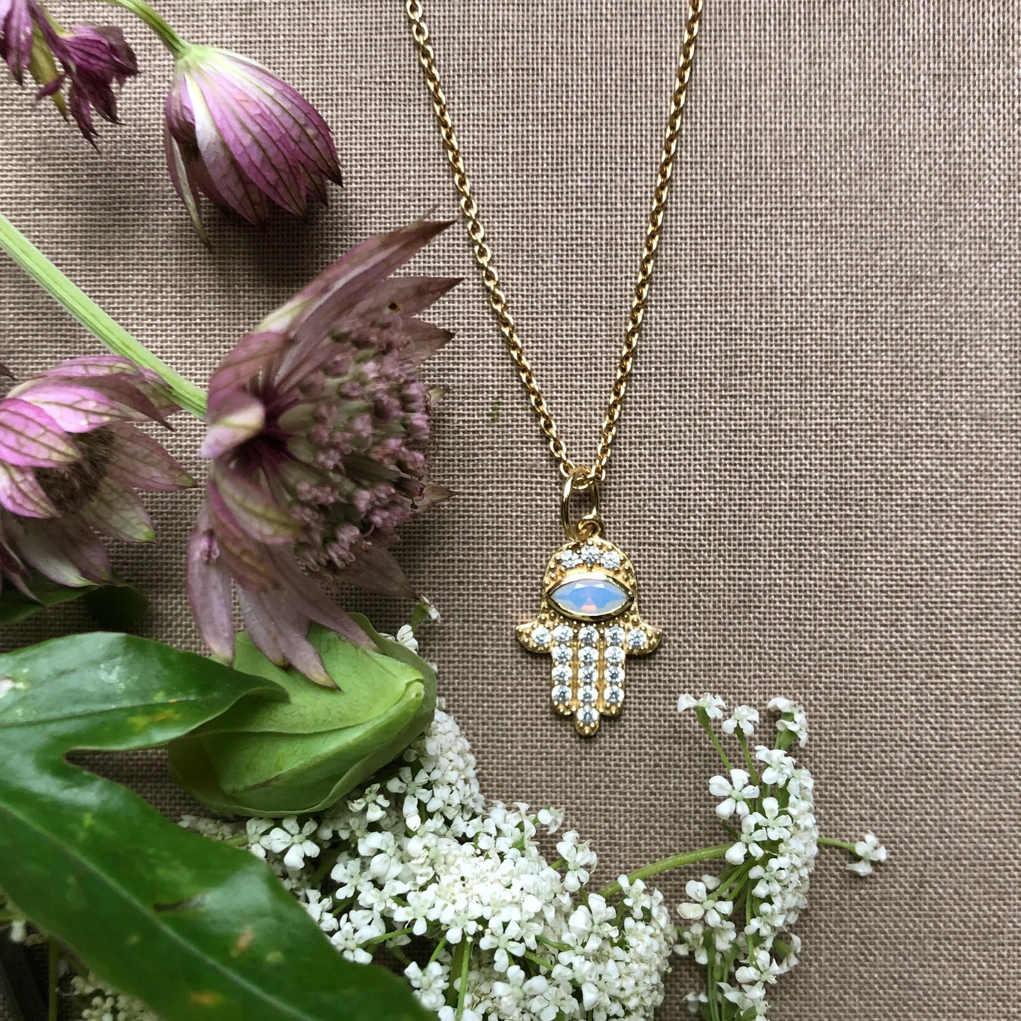 Hamsa Charm on a 16" chain