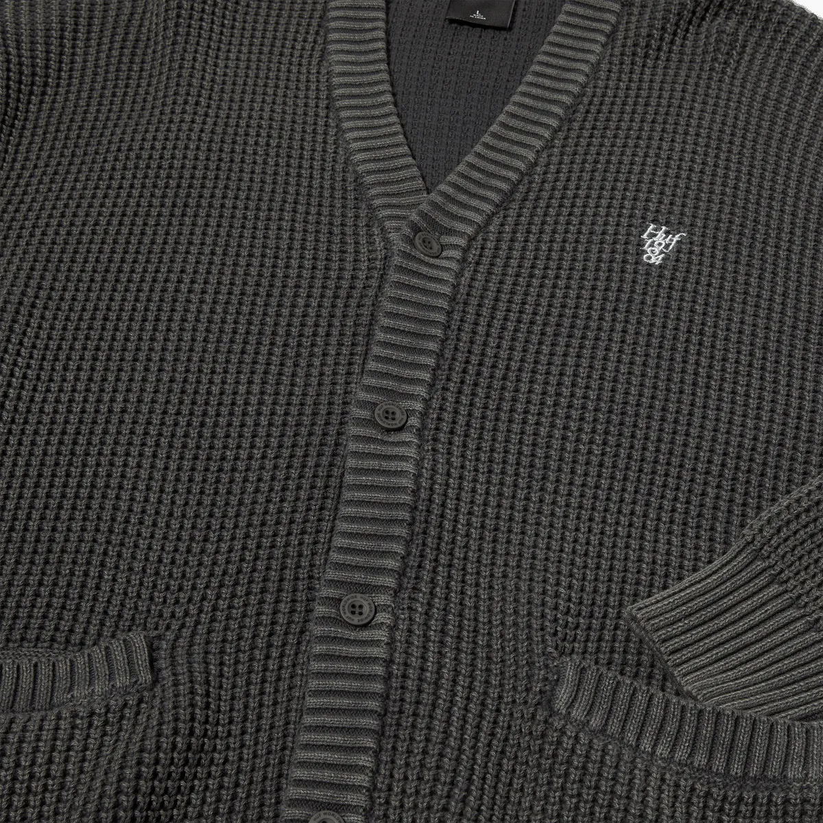 HUF COOLIDGE WAFFLE CARDIGAN-BLACK