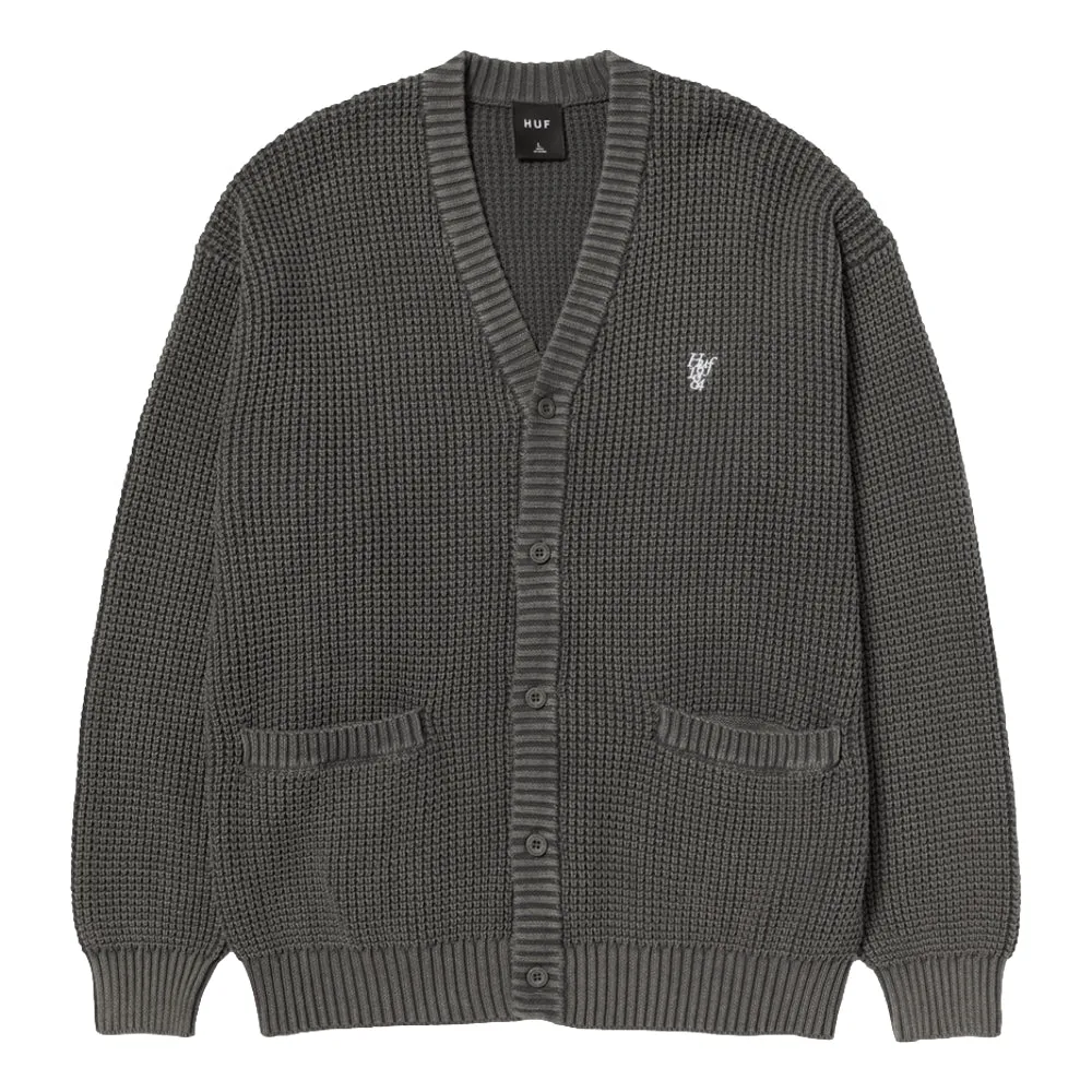 HUF COOLIDGE WAFFLE CARDIGAN-BLACK