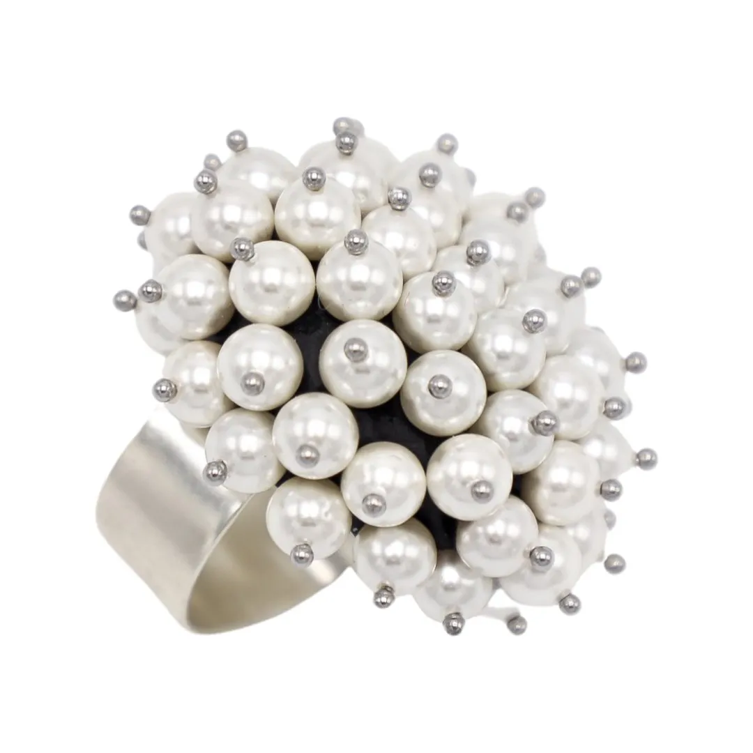 ITALIAN MULTIPLE WHITE PEARLS RING BY B.E.