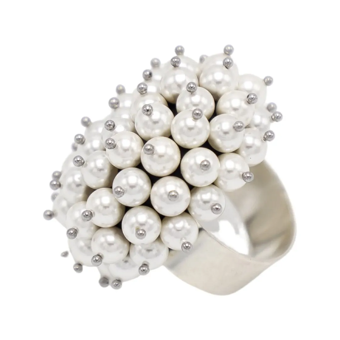 ITALIAN MULTIPLE WHITE PEARLS RING BY B.E.