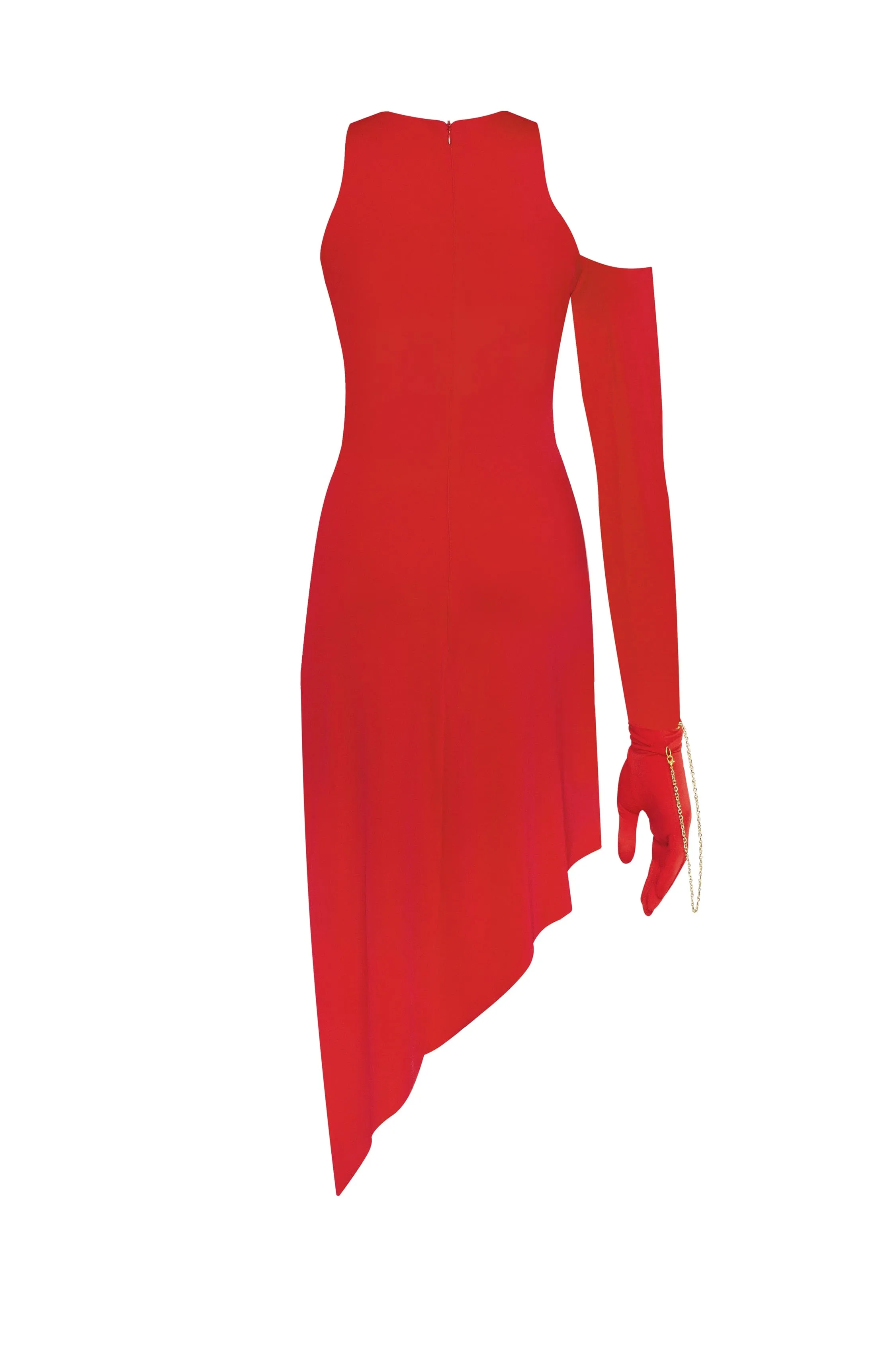 Jaw-dropping asymmetric red midi dress, Xo Xo