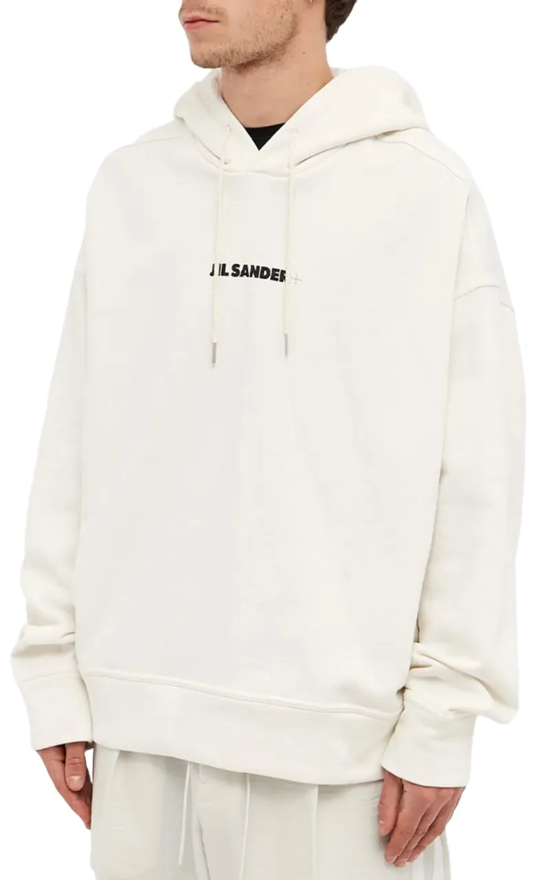 Jil Sander Plus Logo Popover Hoodie White