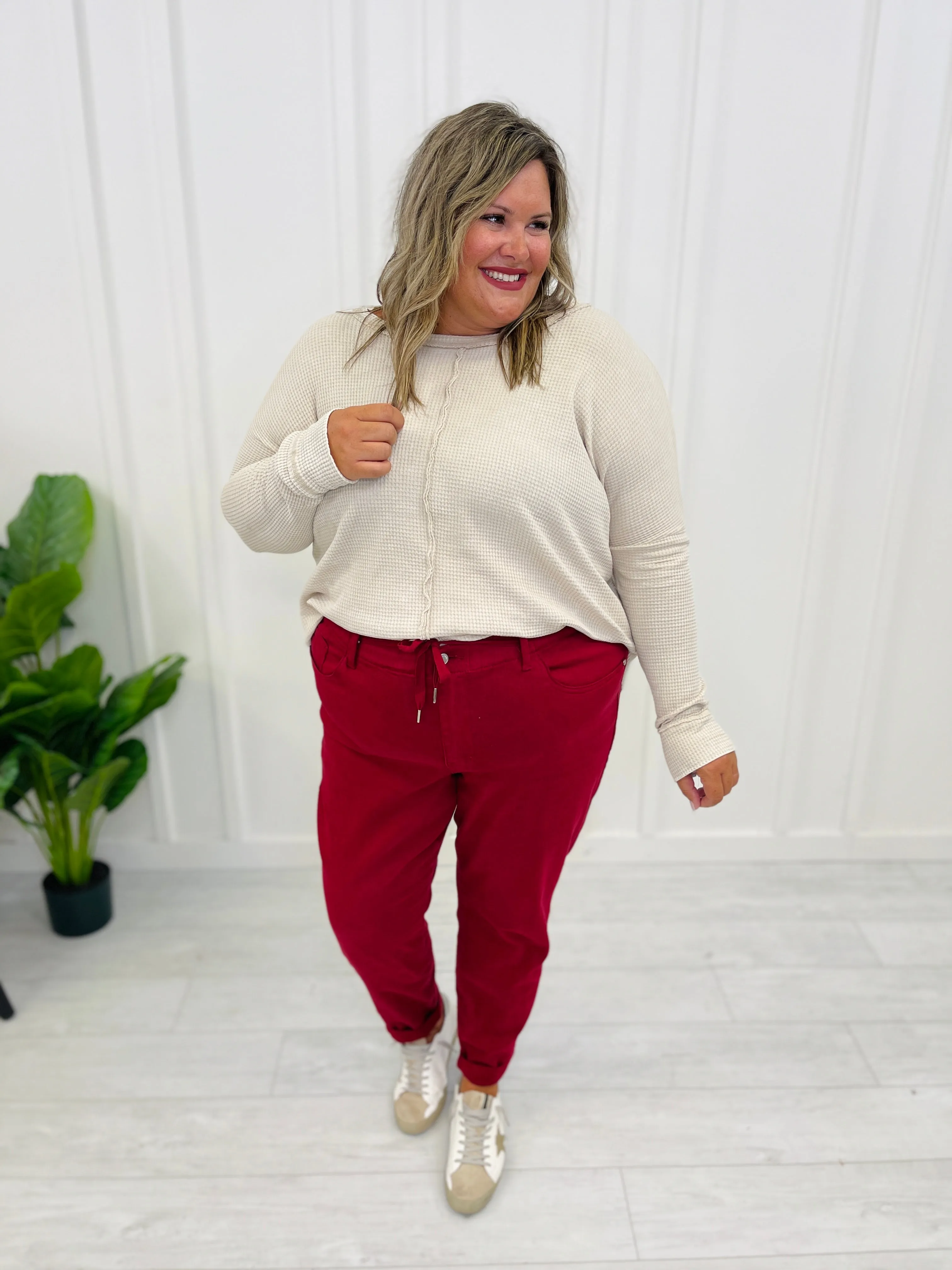 Judy Blue REG/CURVY Red, Red, Wine Denim Joggers