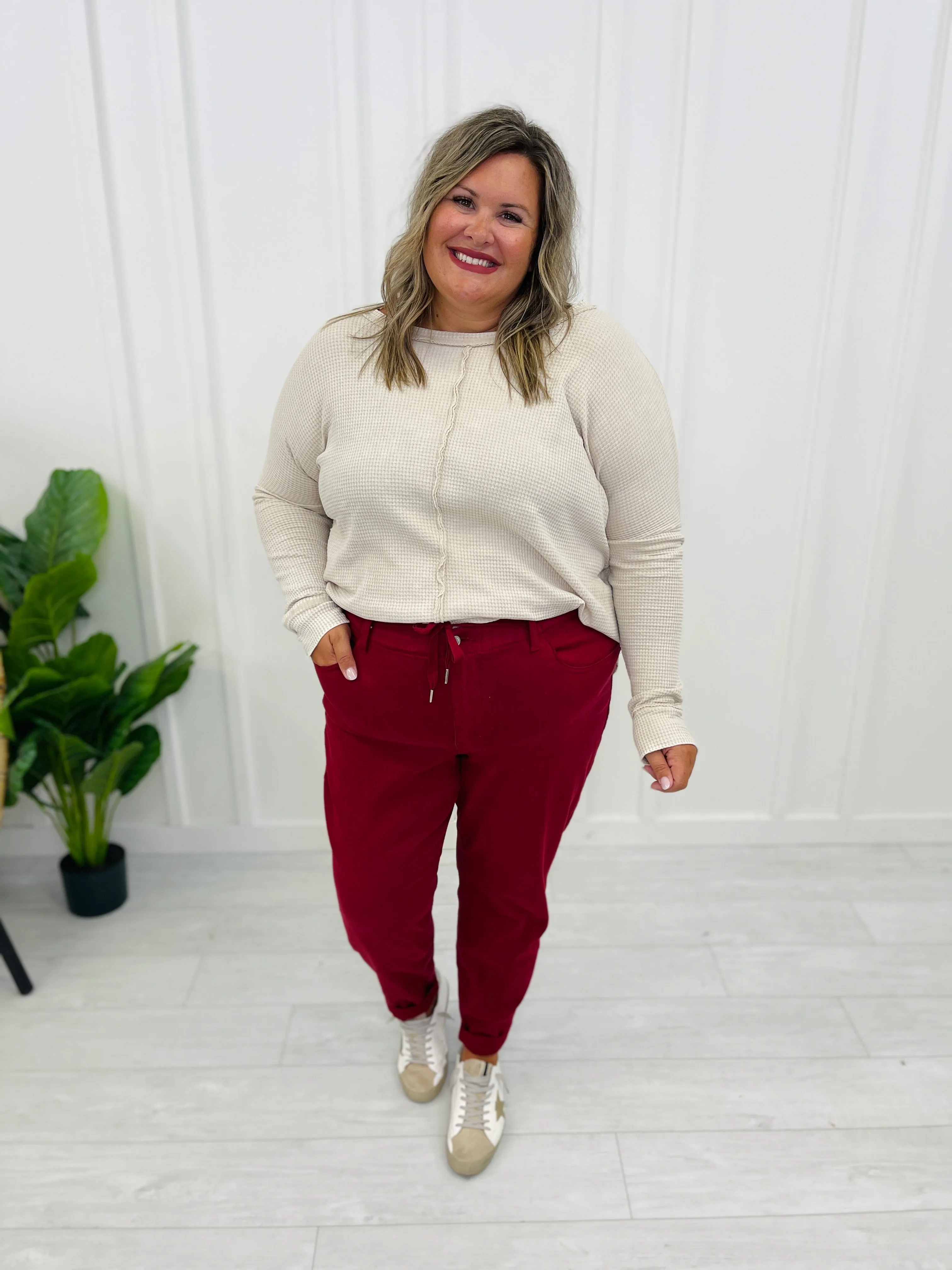 Judy Blue REG/CURVY Red, Red, Wine Denim Joggers