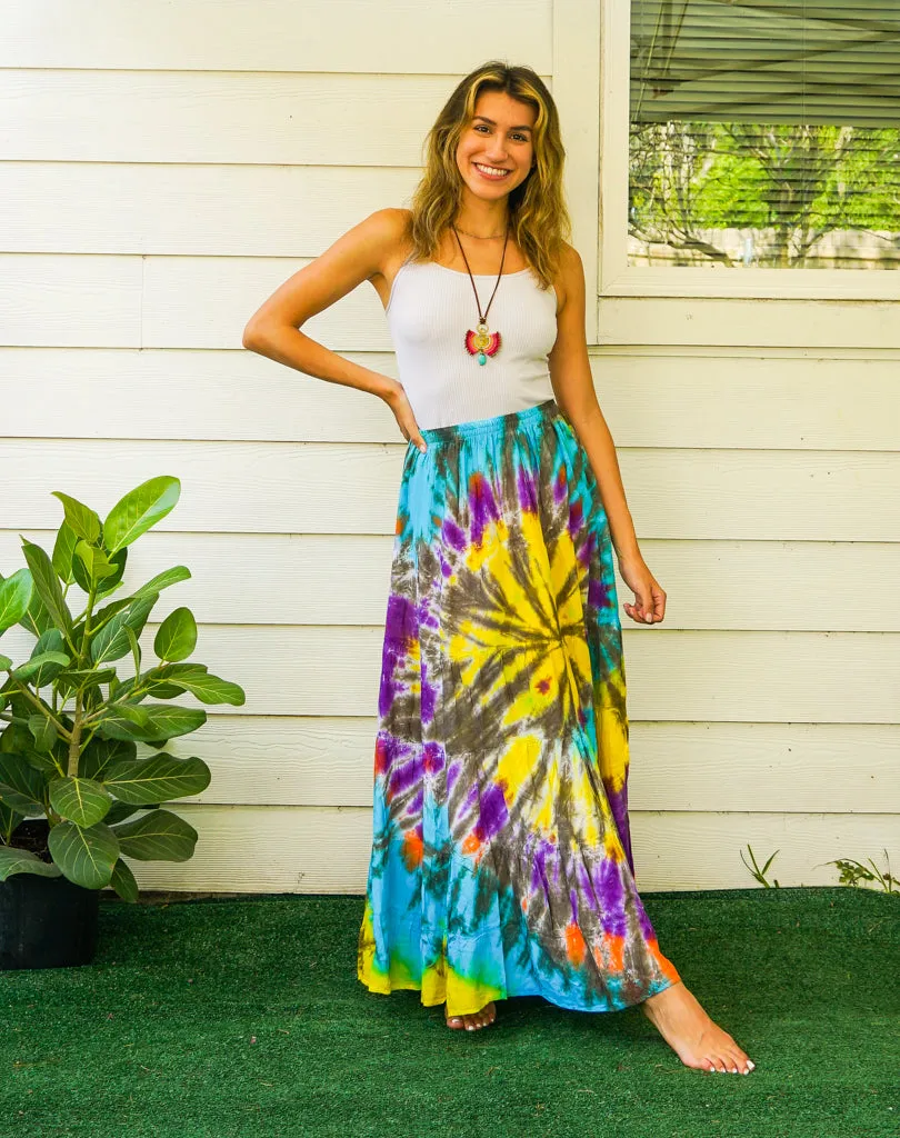 K3445- Hand Dyed Tiered Maxi Hippie Skirt