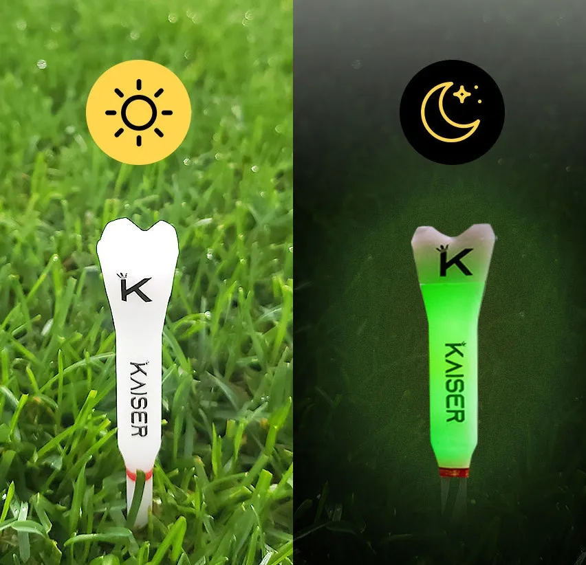 KAISER T4 Golf Tees Day Night Gifts Accessory Sets/ Long 4pcs Short 3pcs/ distance increase luminous anti-slicing Height fix Holders Glow in Dark Light up Flashing Made in Korea