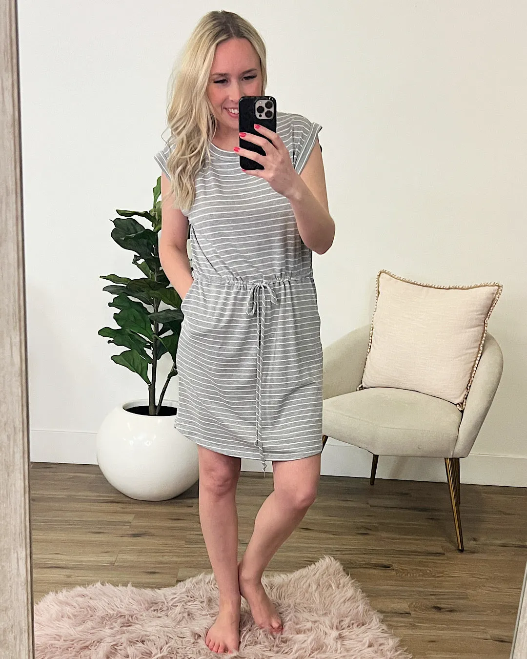 Kenna Heather Gray Stripe Dress